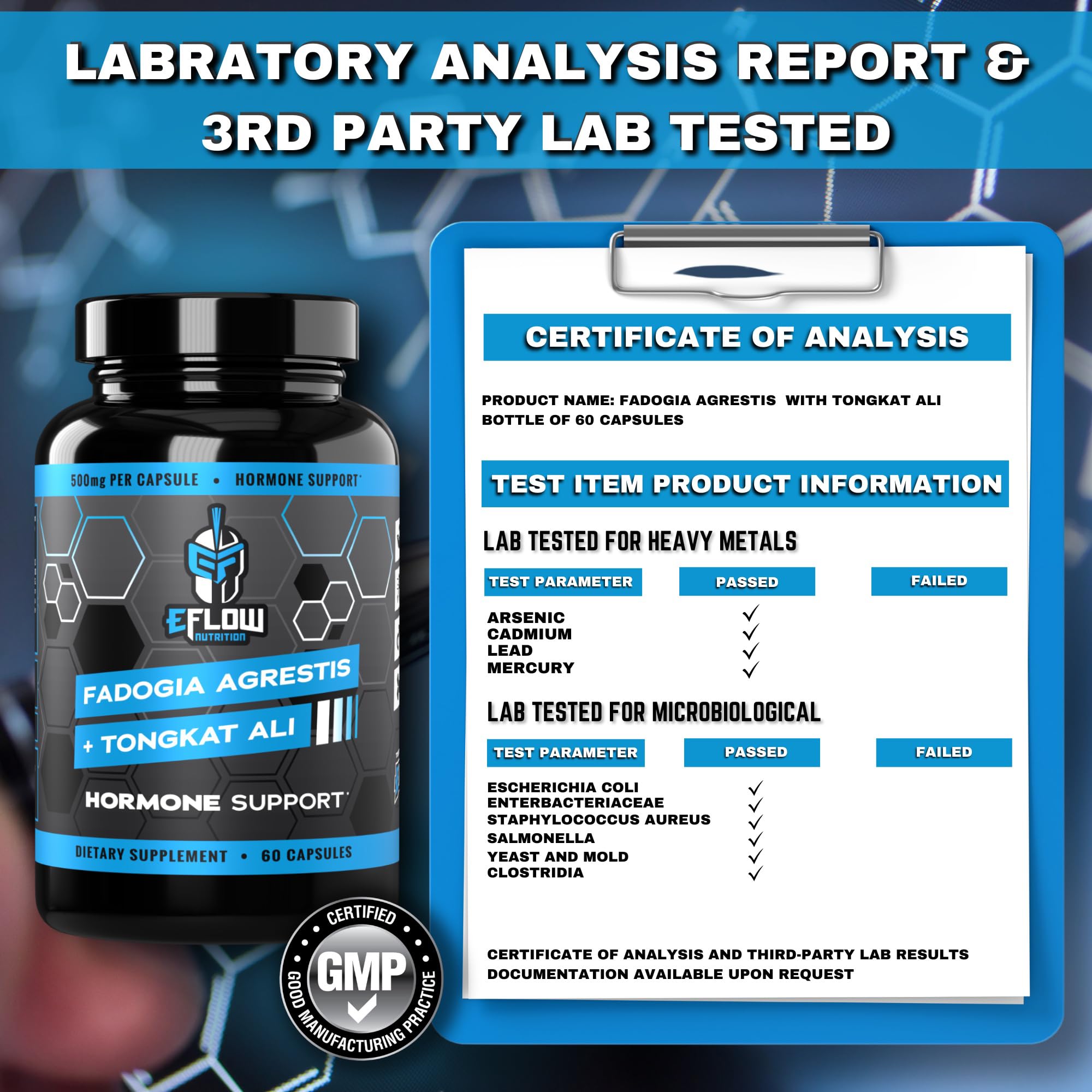 eFlow Nutrition Fadogia Agrestic + Tongkat Ali - [2-in-1] Natural Performance Supplement