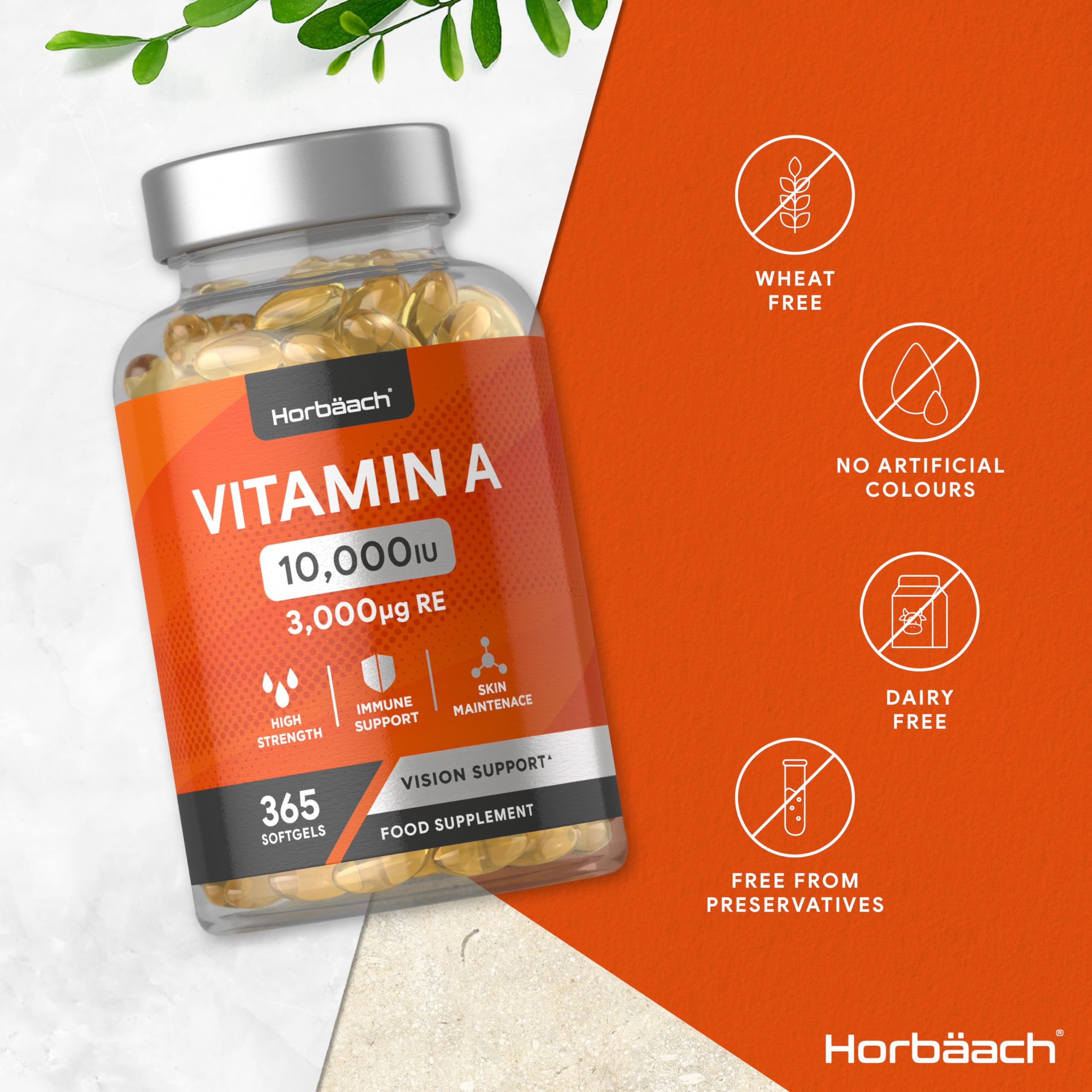 Vitamin A Capsules 10,000iu | 365 Count (1 Year Supply) | High Strength Vitamin A Supplem