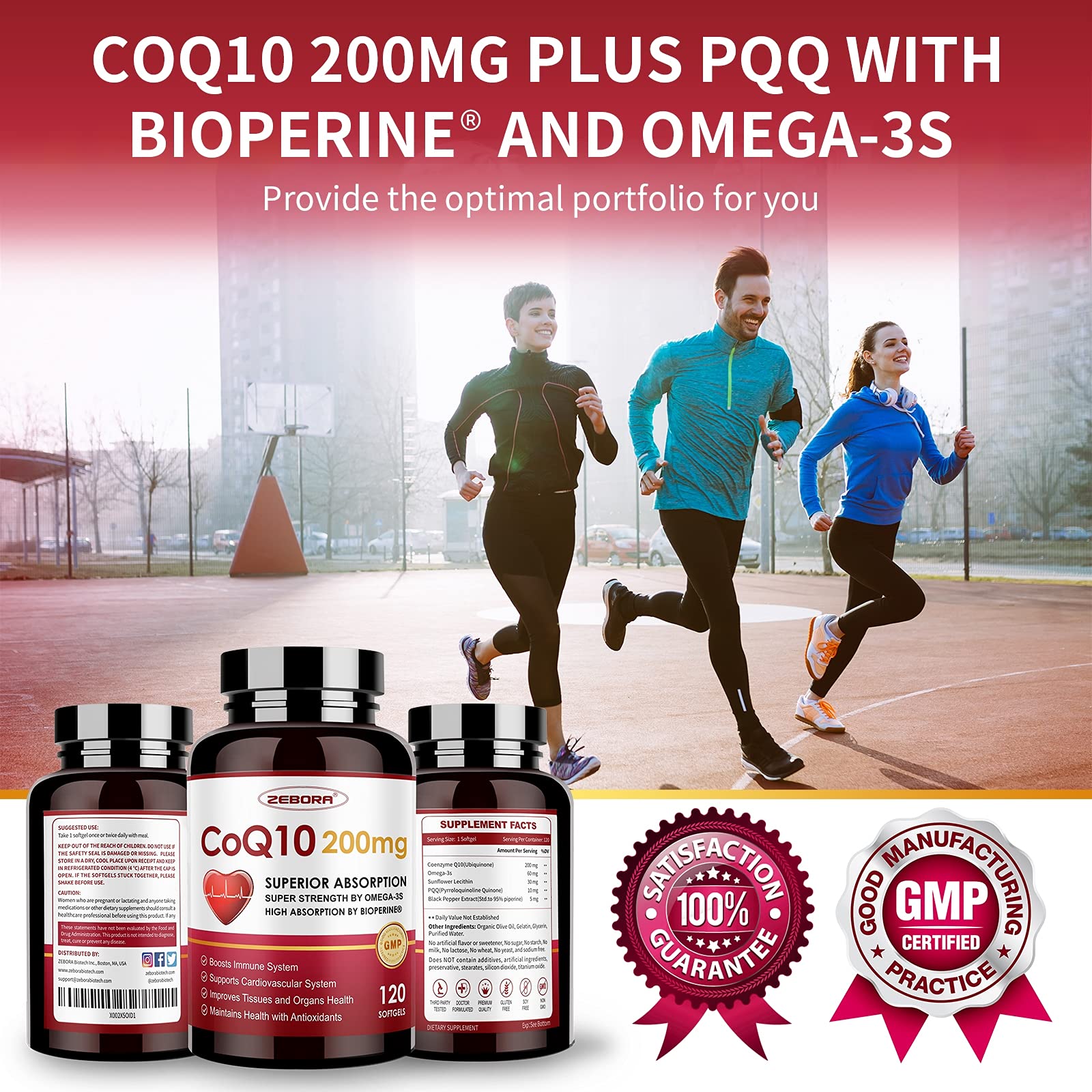 CoQ10-200mg-Softgels with PQQ, BioPerine & Omega-3, 120 Servings Coenzyme Q10
