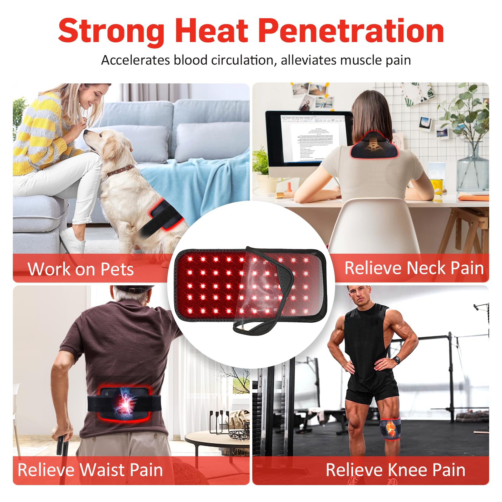 Red Light Therapy Belt, Infrared Light Therapy for Body, Wearable Wrap with Timer