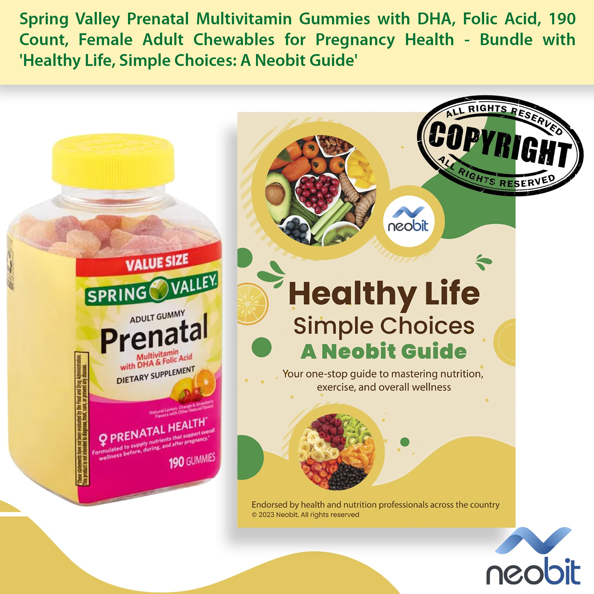 Spring Valley Prenatal Multivitamin Gummies with DHA, Folic Acid, 190 Count, Female Adult Chewables