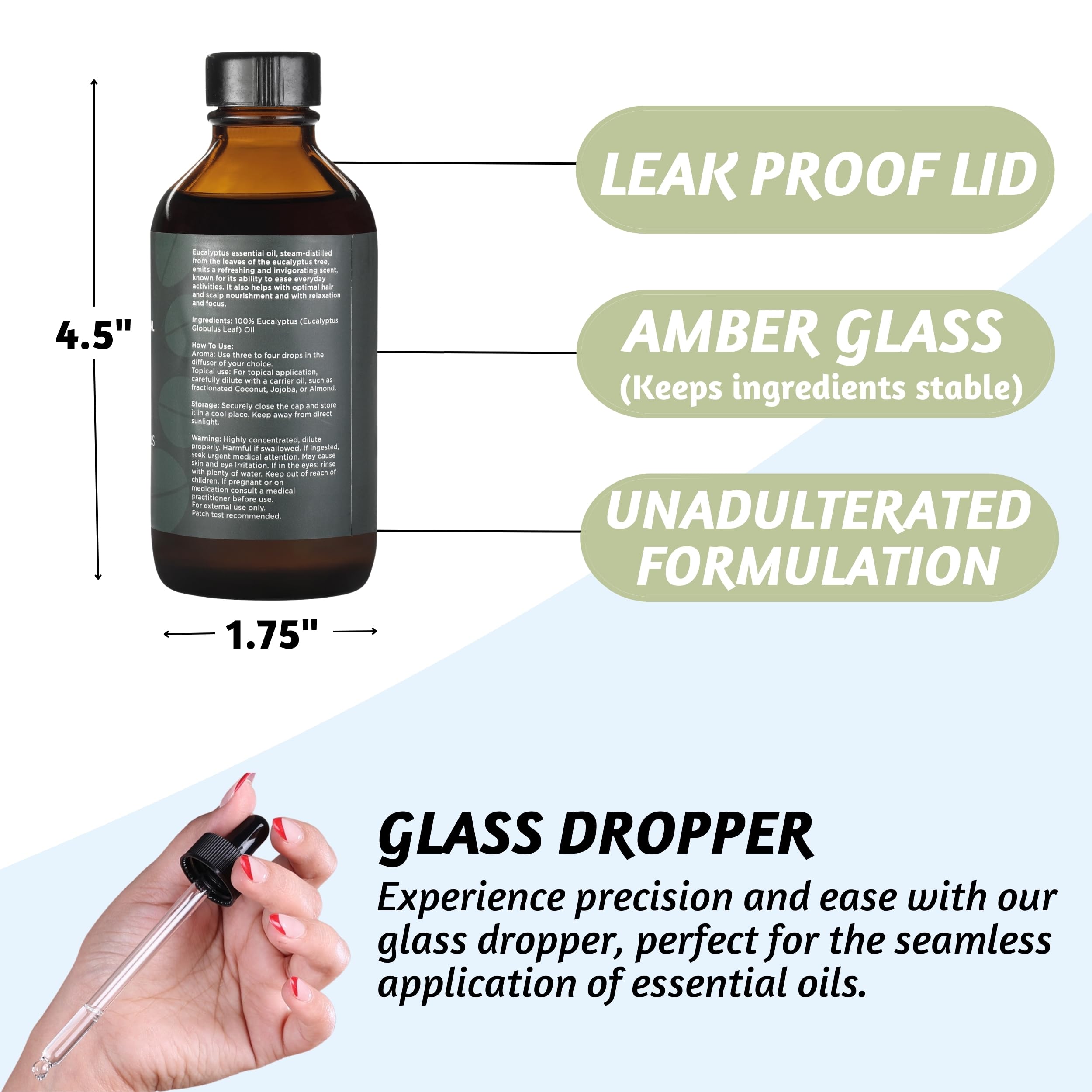 Folkulture Eucalyptus Essential Oil for Diffuser - 4 Fl Oz - 100% Pure, Natural and Undilluted Essential Oil