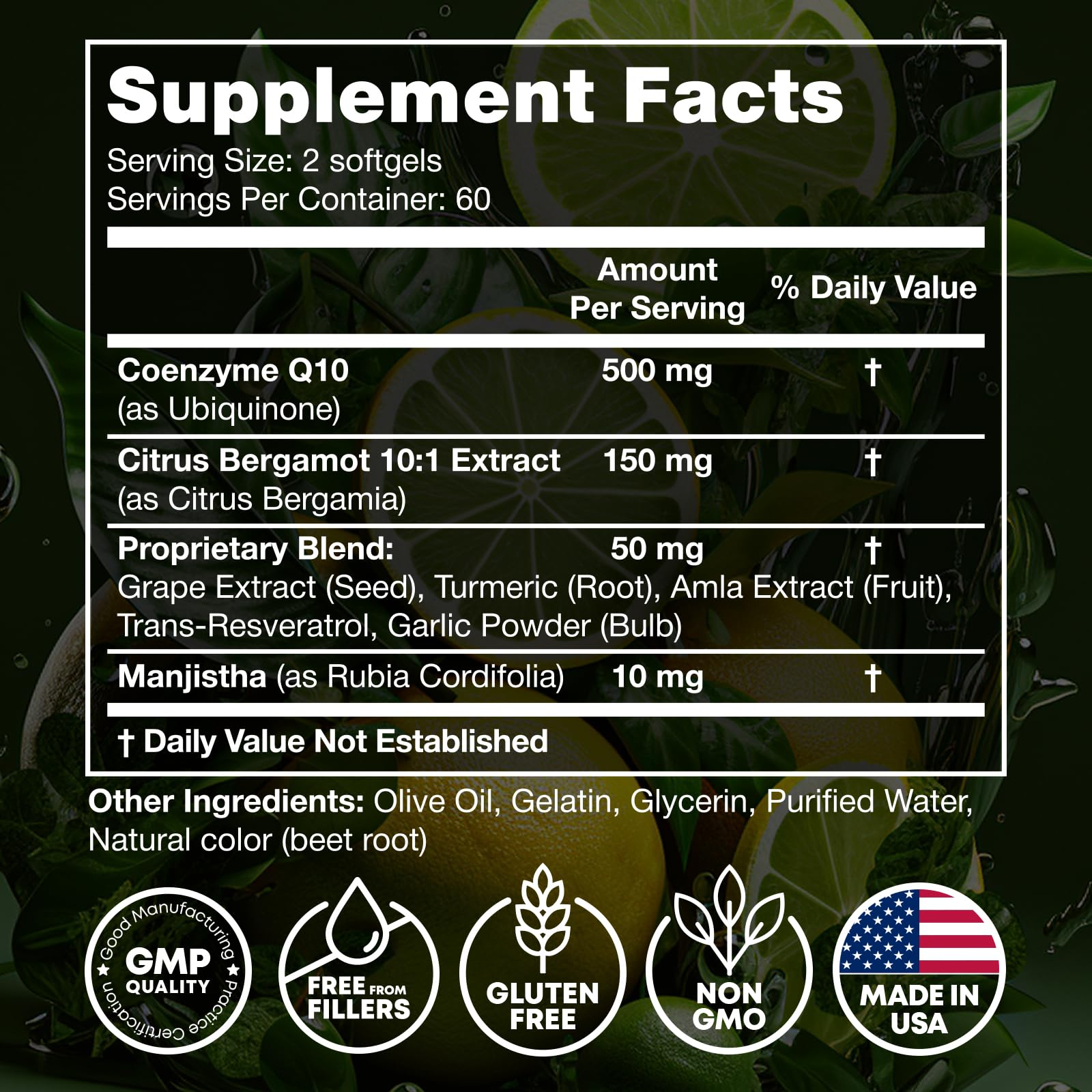 High Absorption CoQ10 500MG - Co Q 10 Supplement 120 Softgels for Heart Health&Energy