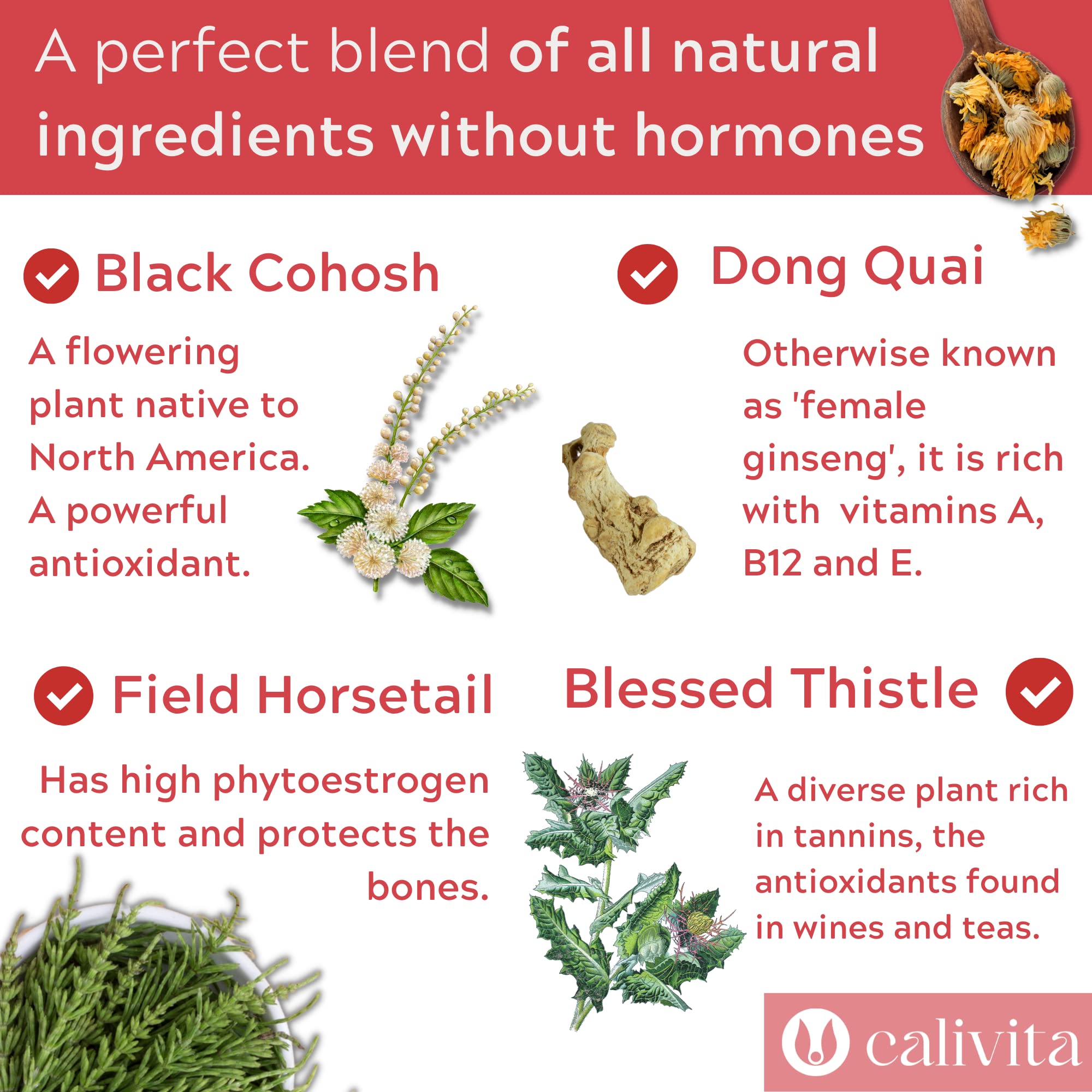 CaliVita Menopausal Formula - Menopause Relief Supplements for Women with Dong Quai, Black Kohosh