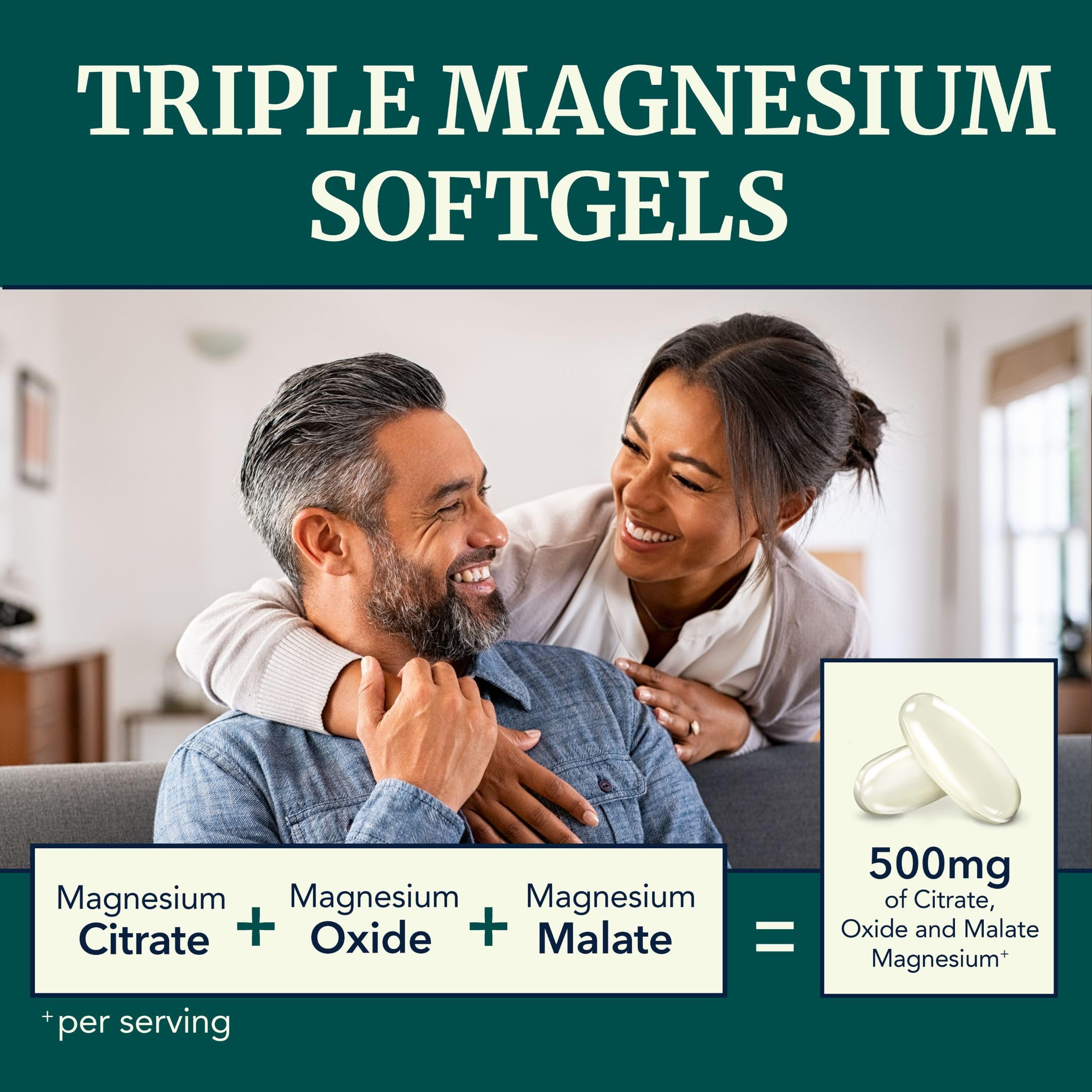 Triple Magnesium Softgels | Citrate, Malate, & Oxide | Highly Absorbable Magnesium
