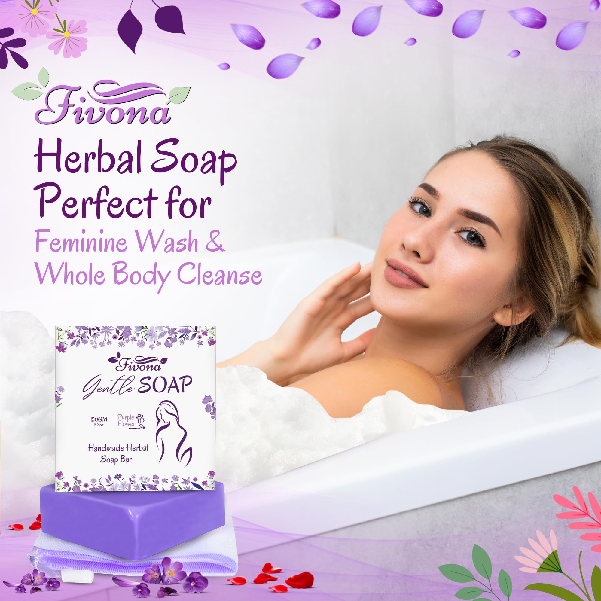 FIVONA Yoni Care Kit 3 in 1 - pH Balanced Natural Vaginal Oil 30 ml, Organic Herbal Soap 5.3 oz