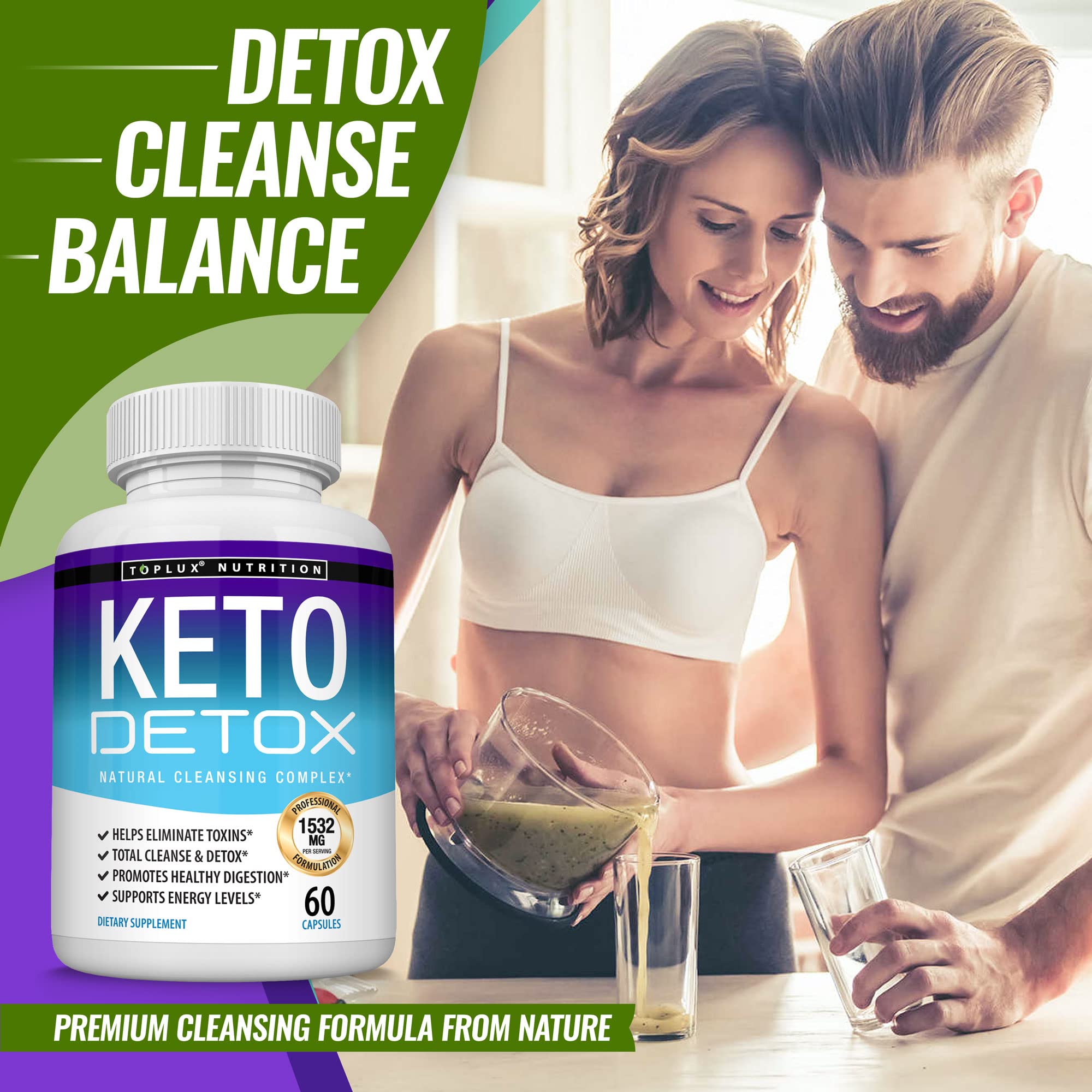 Toplux Keto Detox Pills Advanced Cleansing Extract – 1532 Mg Natural Acai Colon