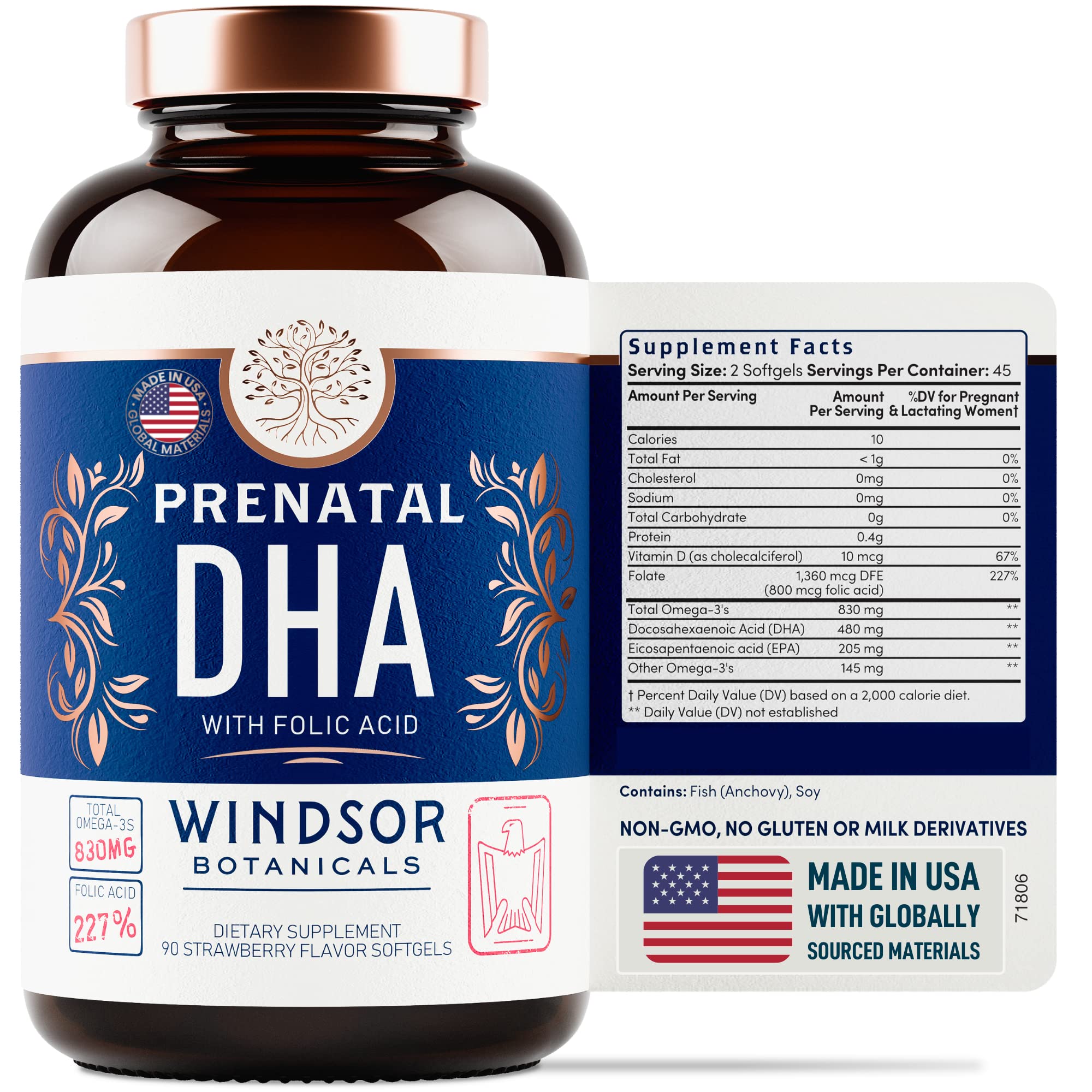 WINDSOR BOTANICALS Male Fertility Supplement and DHA with Folic Acid Prenatal Bundle