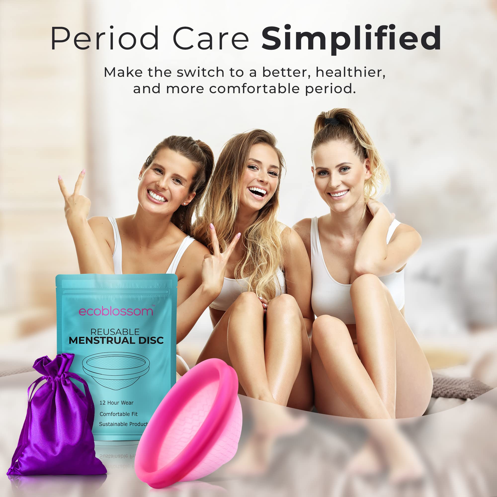 Ecoblossom Reusable Menstrual Disc - Large Menstrual Cup - Soft Period Disc for Women Designed