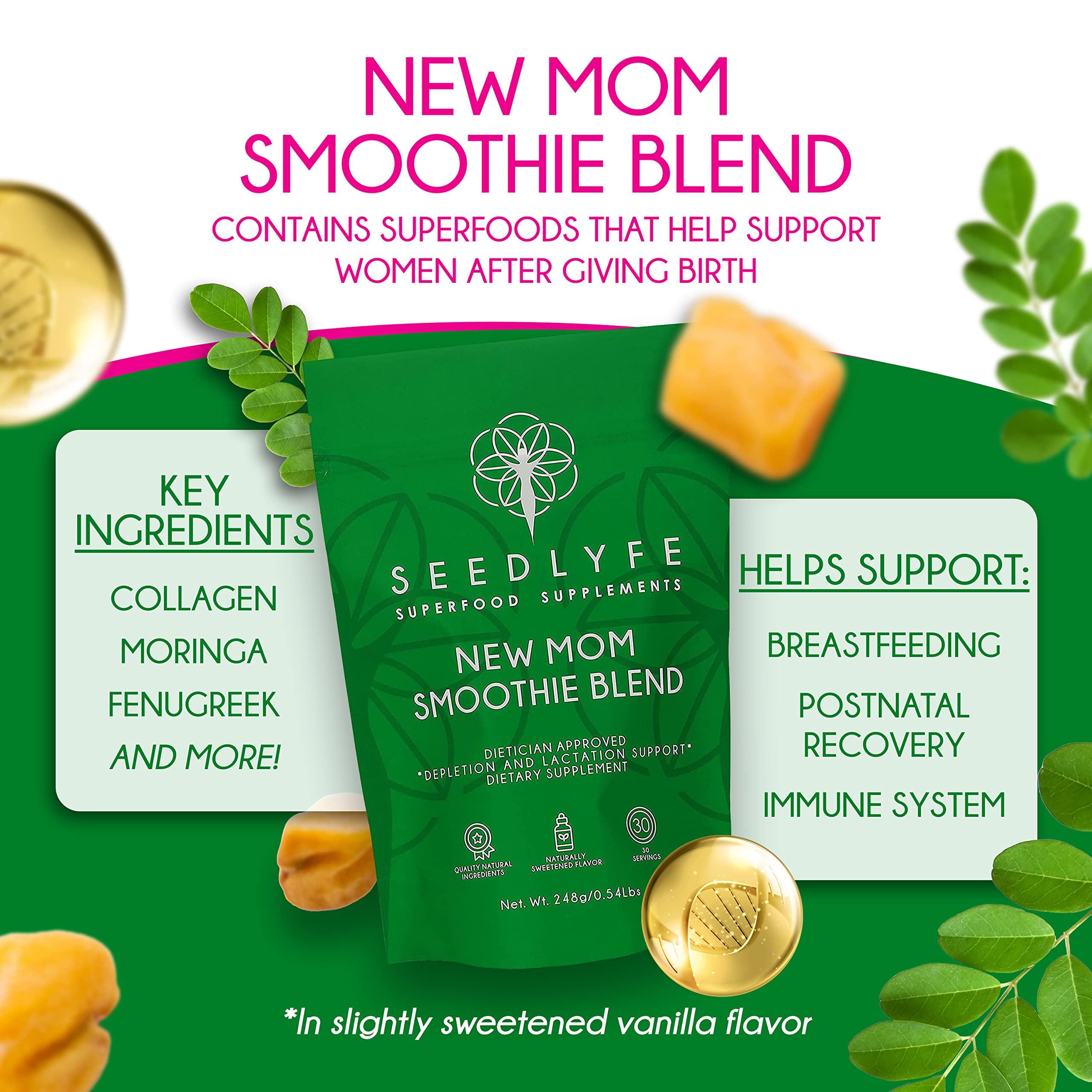 seedlyfe New Mother Postnatal Supplement Care Bundle - Lactation Superfood Smoothie