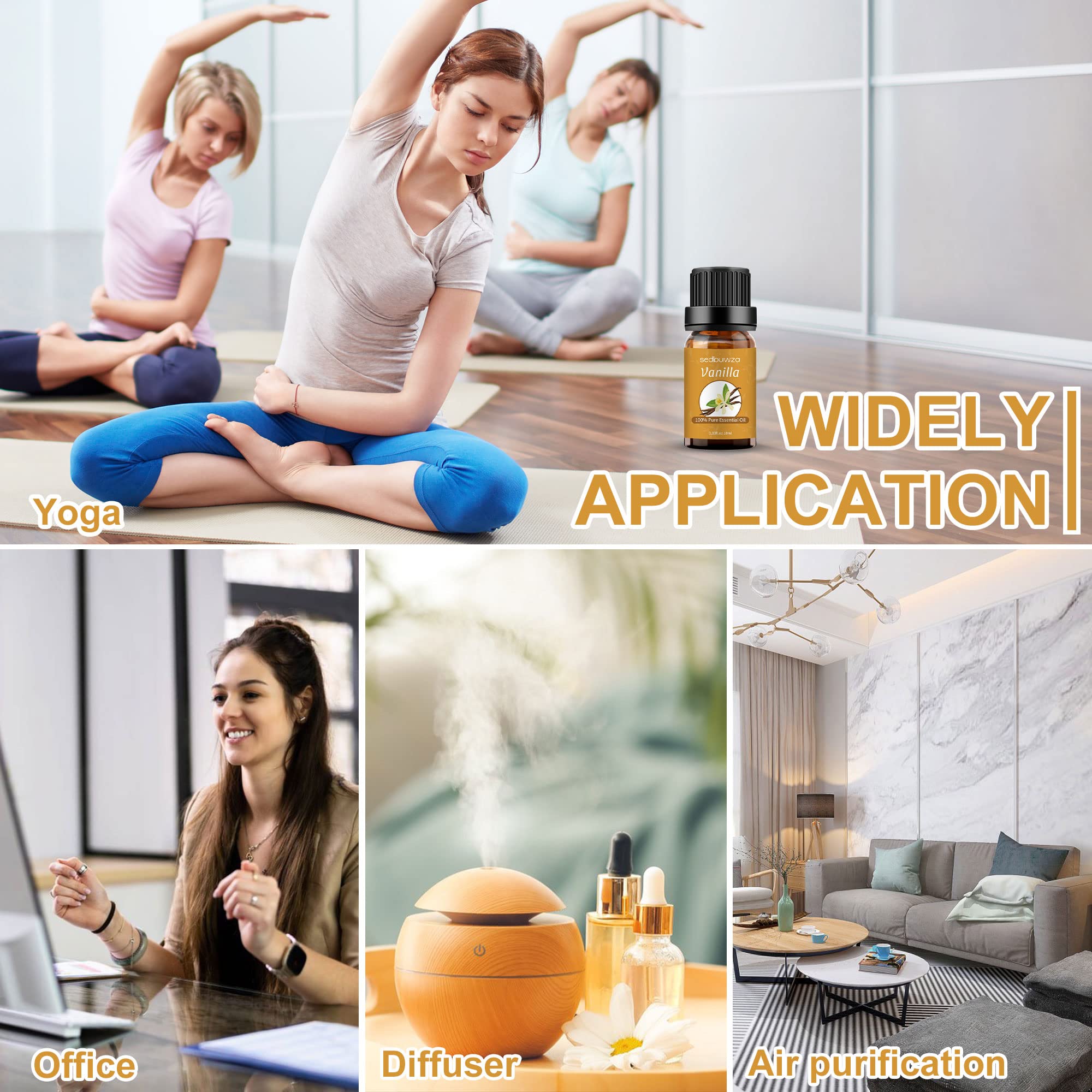 Sedbuwza Vanilla Oil Lavender Essential Oil Gift Set, 100% Pure Organic Fragrance Oil Set for Diffuser