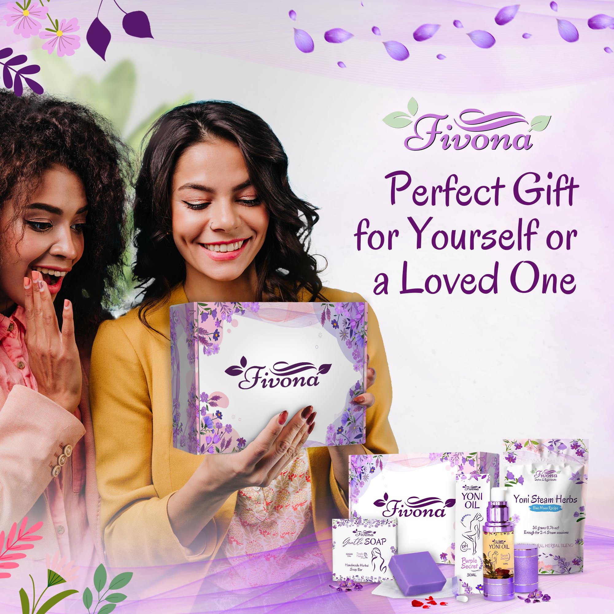 FIVONA Yoni Care Kit 3 in 1 - pH Balanced Natural Vaginal Oil 30 ml, Organic Herbal Soap 5.3 oz