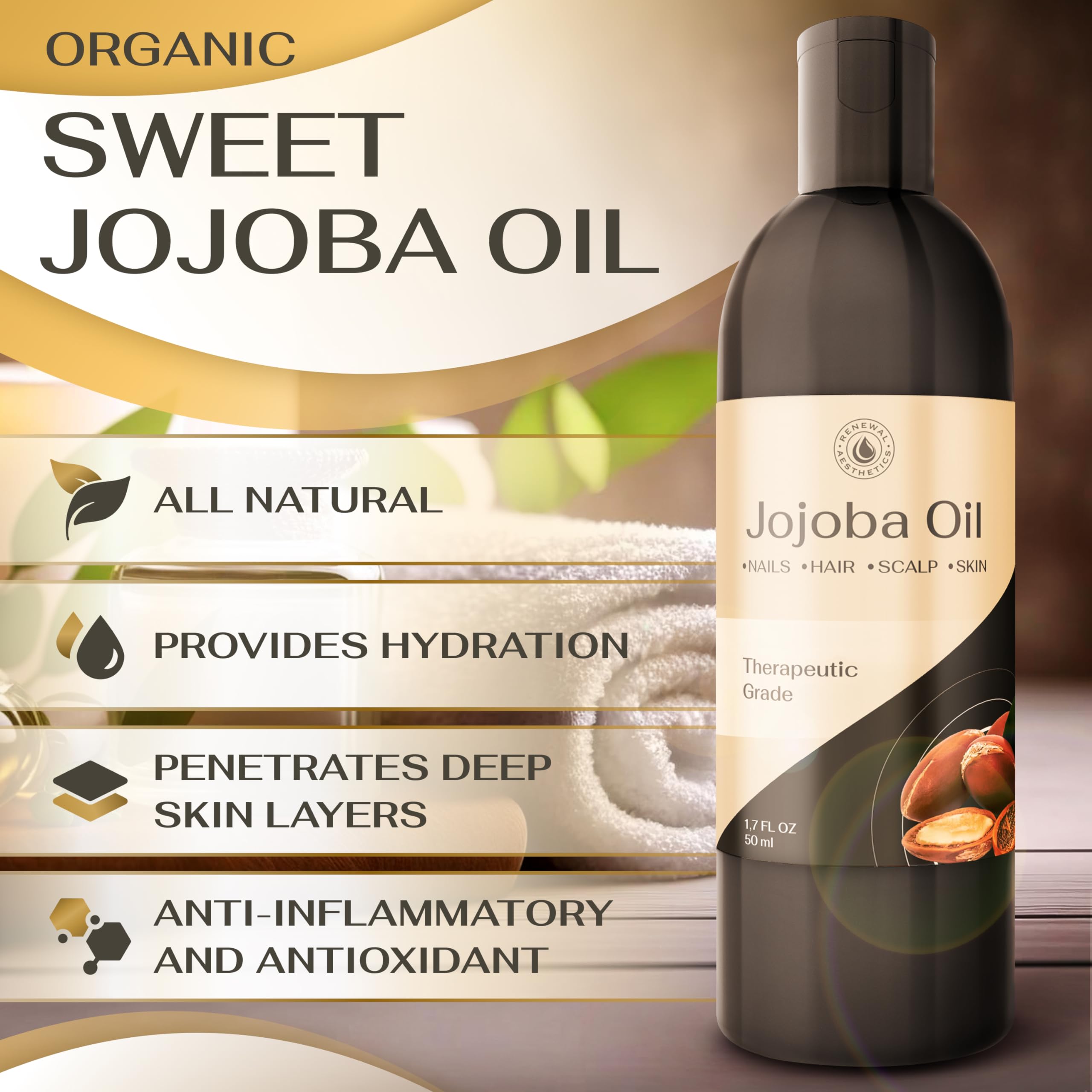 Sweet Oil - Hair and Skin Softener, Organic Natural Carrier Body Oil, Carrier Oil for Essential Oils - Massage Oil