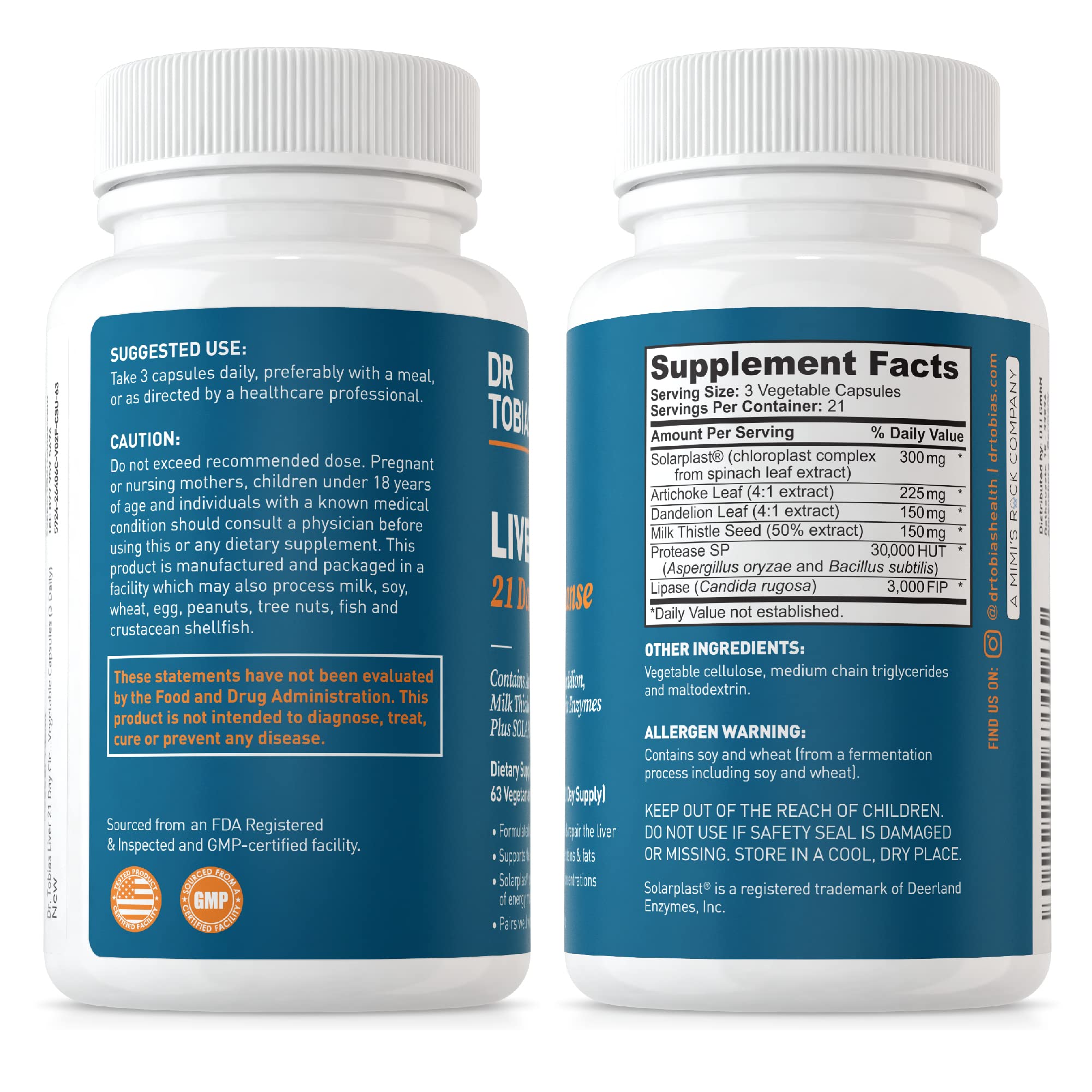 Dr. Tobias Liver 21 Day Cleanse, Herbal Liver Detox Cleanse with Solarplast, Artichoke Extra