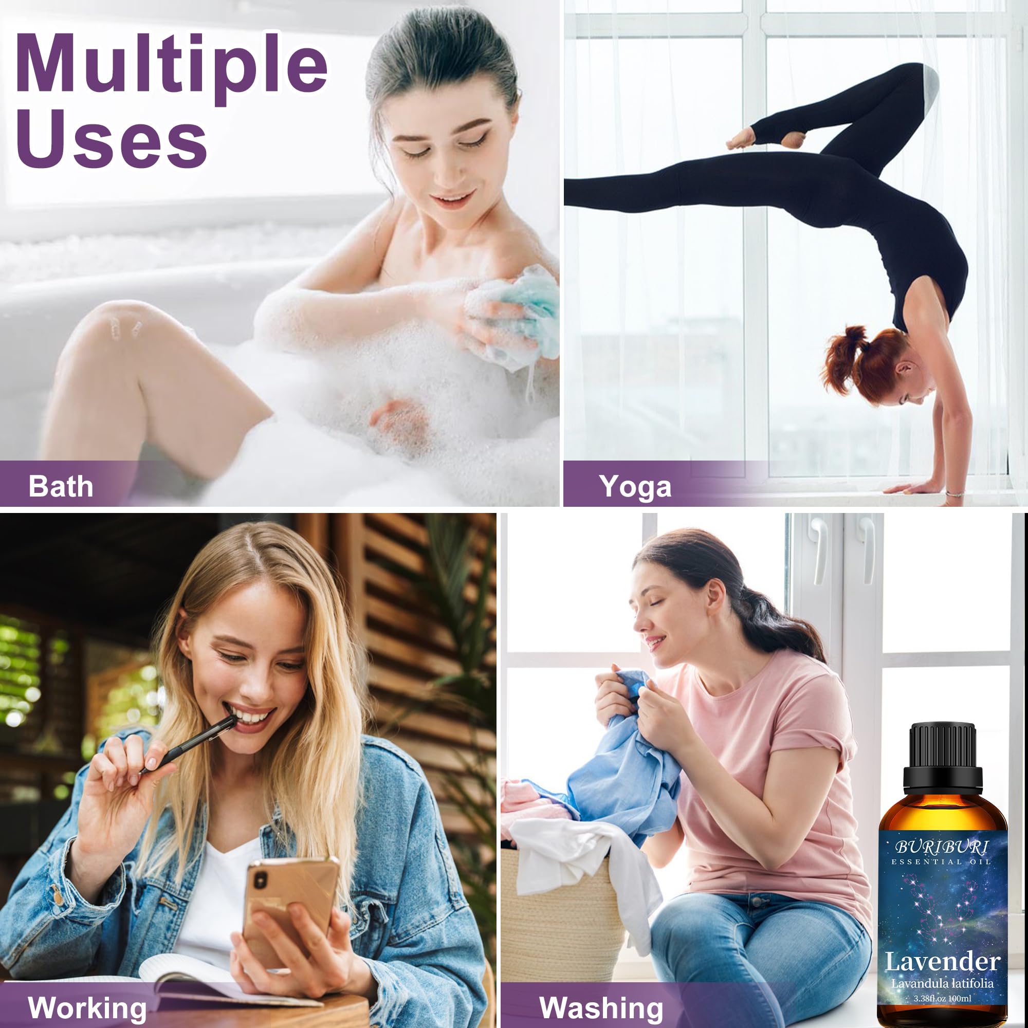 BURIBURI Lavender Essential Oil 100ML, 100% Pure Undiluted, Natural, Organic Aromatherapy Oil Lavender Oils