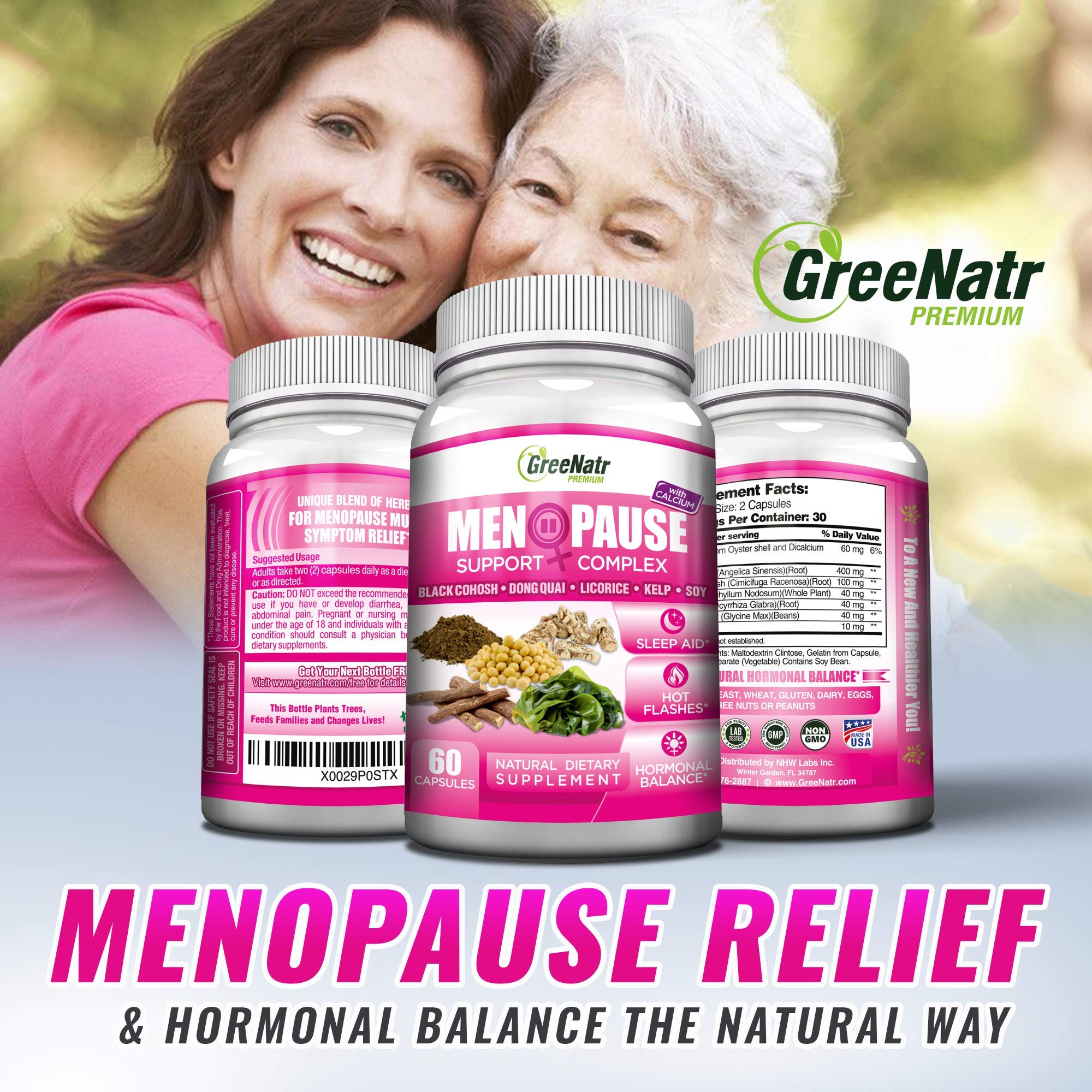 GreeNatr Pure Moringa Oleifera for Mood Enhancement Plus Menopause Support Complex for Hot Flashes