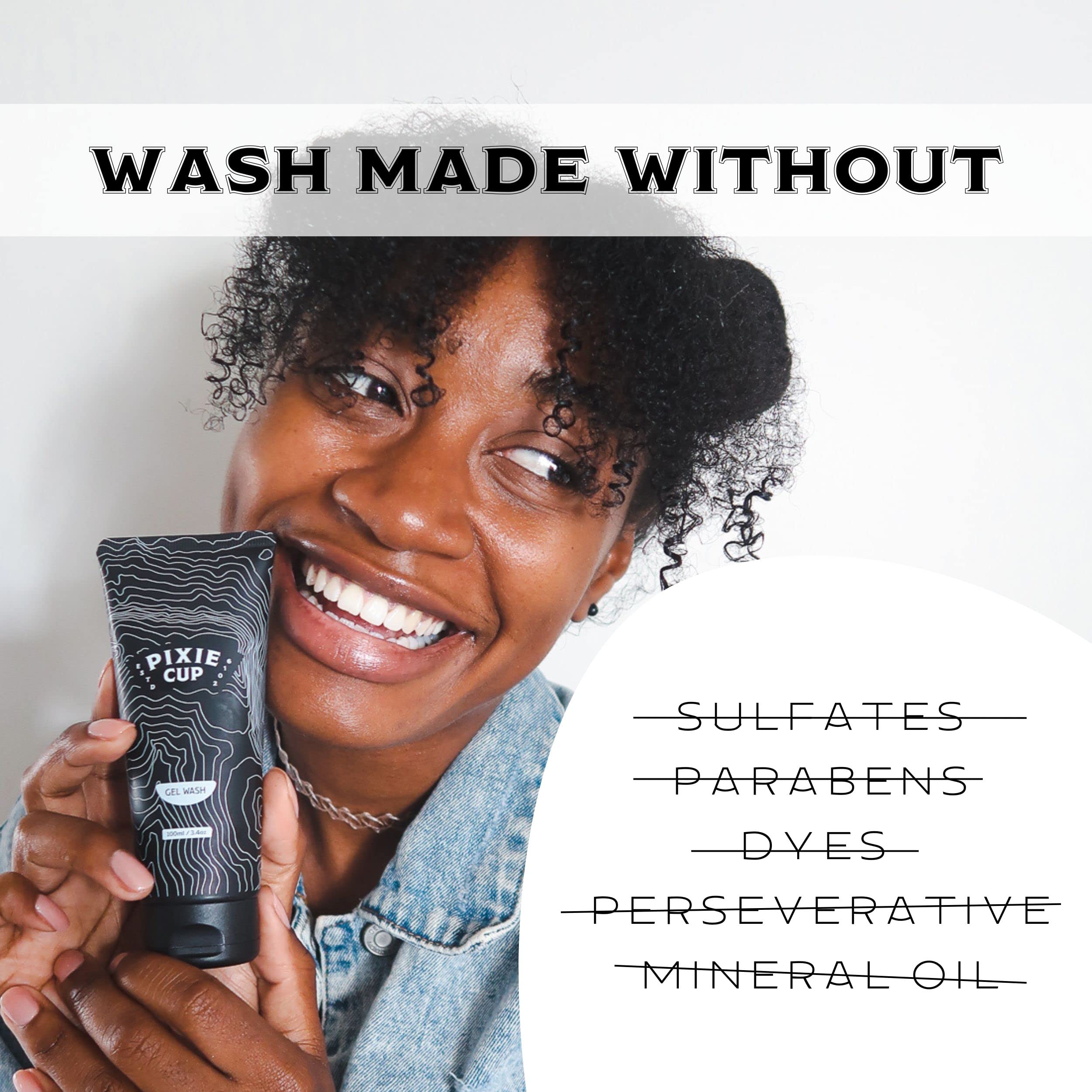 Pixie Cup Menstrual Kit - Best Period Cup Starter Kit - 2 Cups, Wash, 20 Wipes, Lube, Public