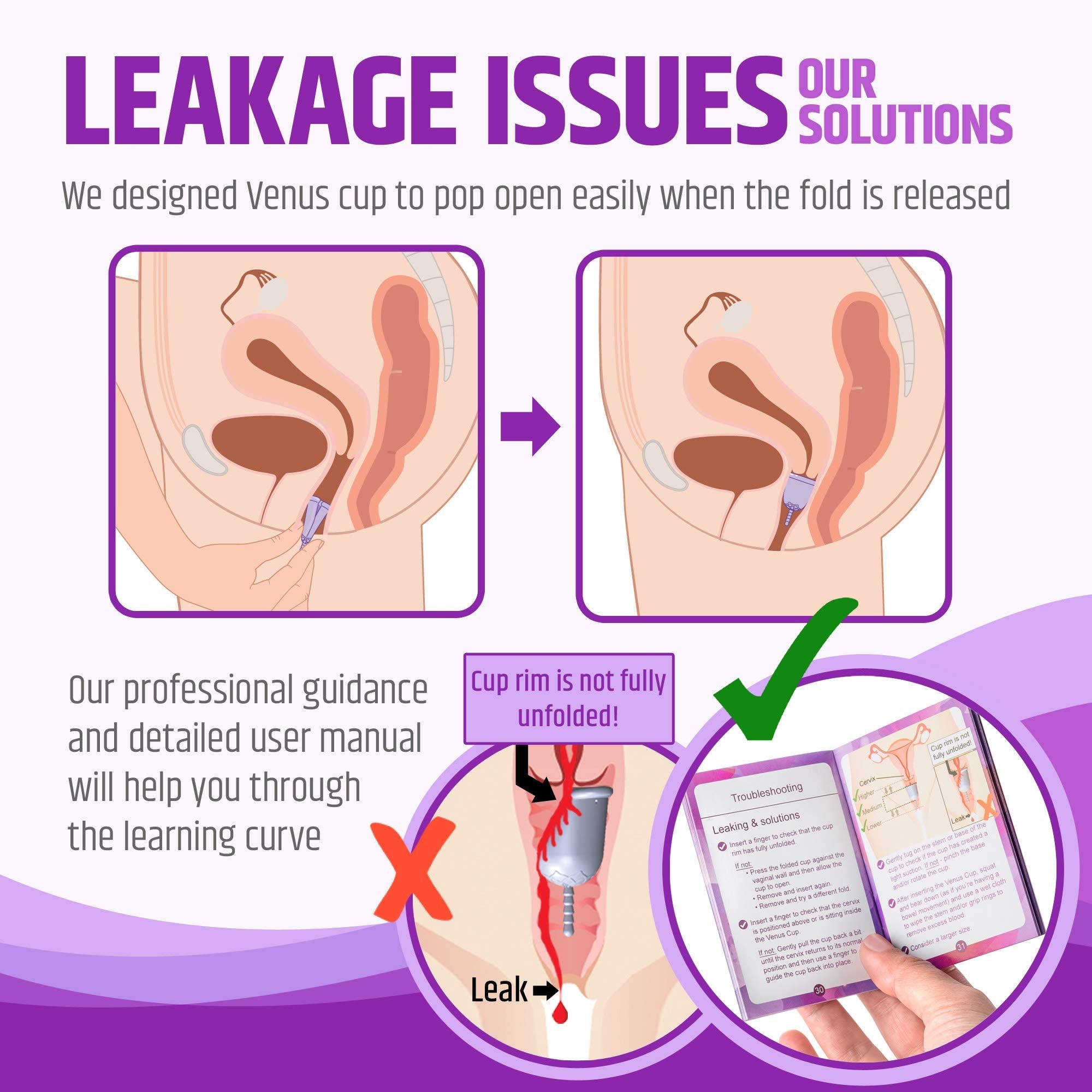 Venus Large Menstrual Cup – High Capacity for Heavy Flow -Made in USA - 100% Medical Grade Silicone