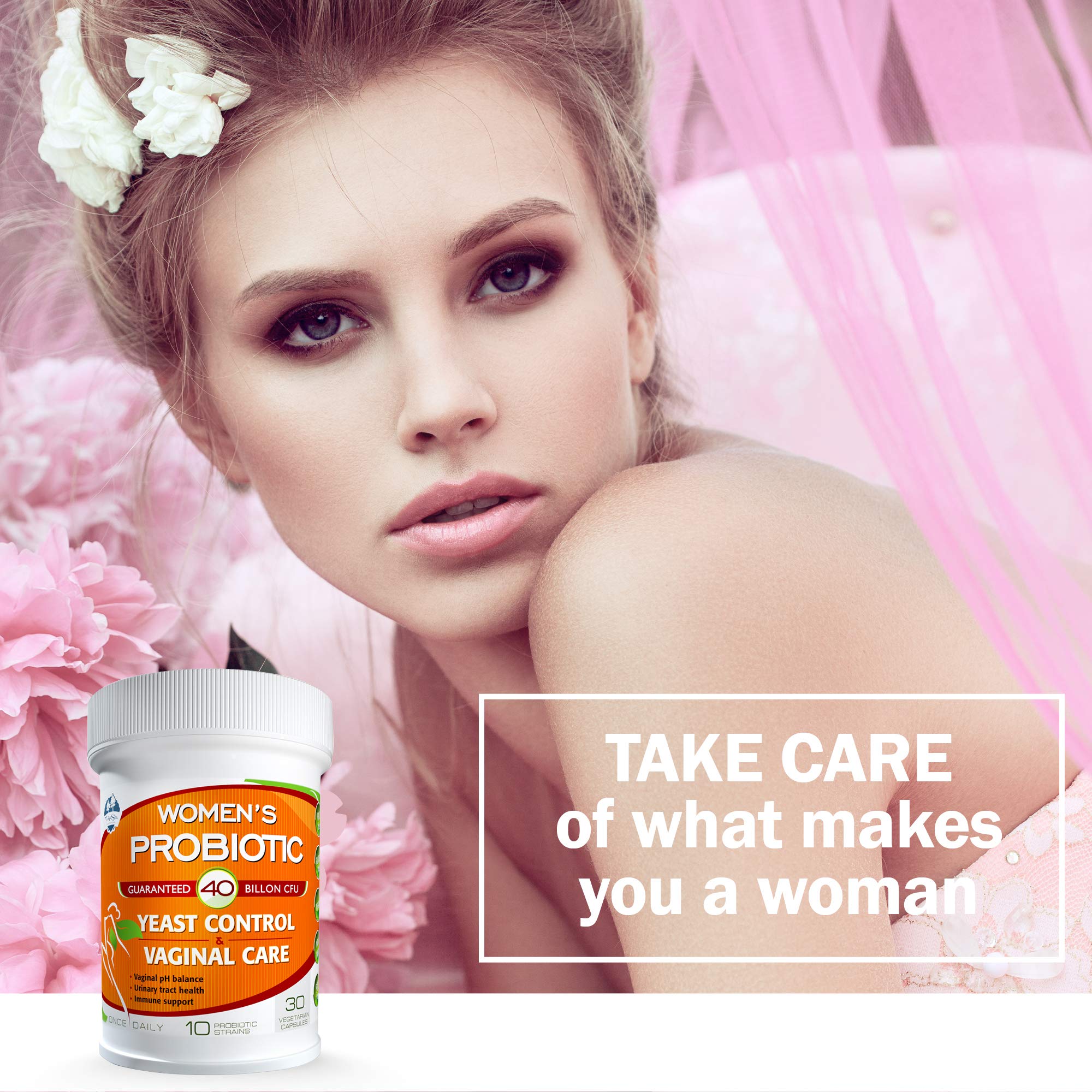 TAIGASEA Probiotics for Women, 40 Billion CFU, 10 Strains for Yeast Control, Vaginal and Urinary Tract Health