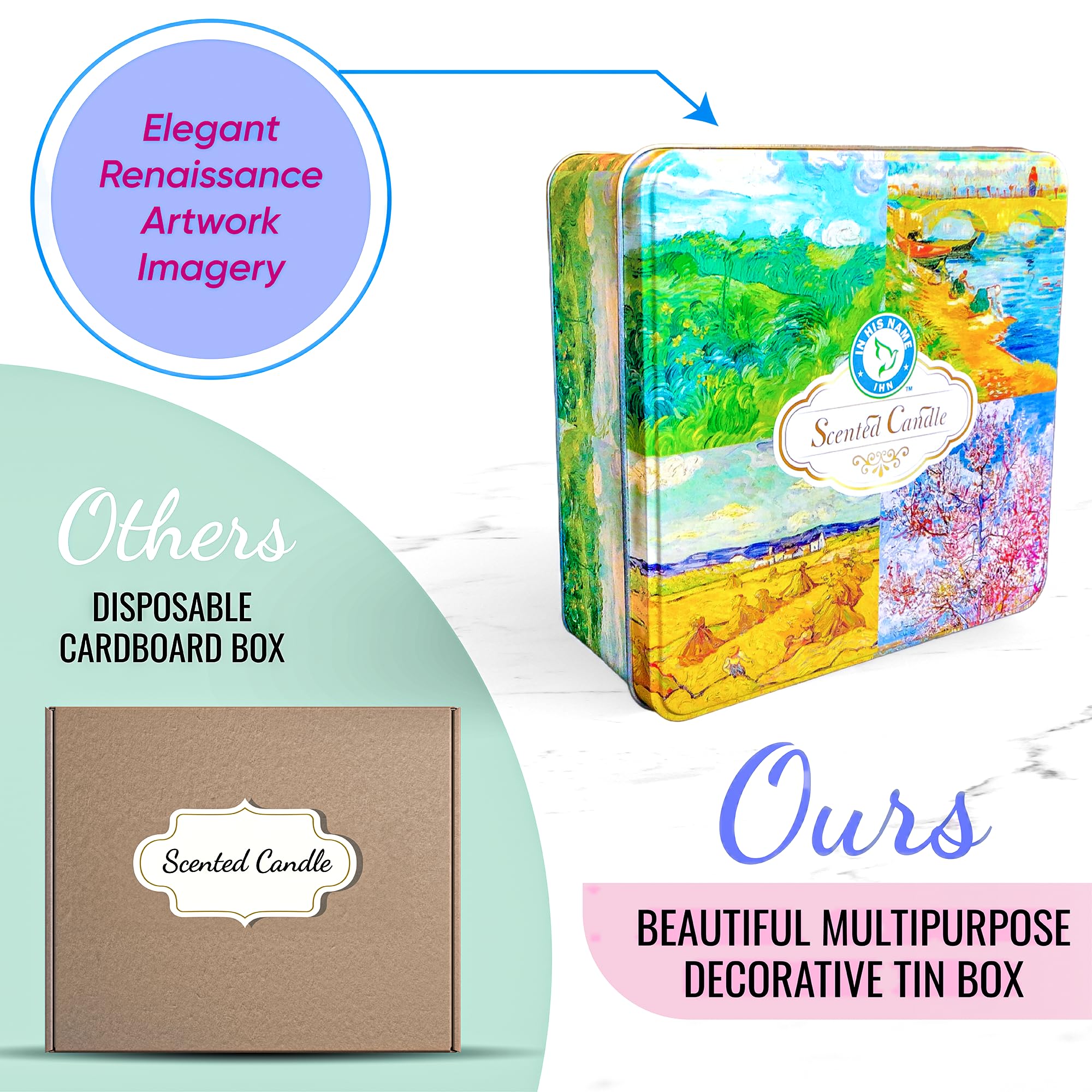 Scented Candles Gift for Women, 4 Pack, Reusable Tin Box, Luxury Candles for Home