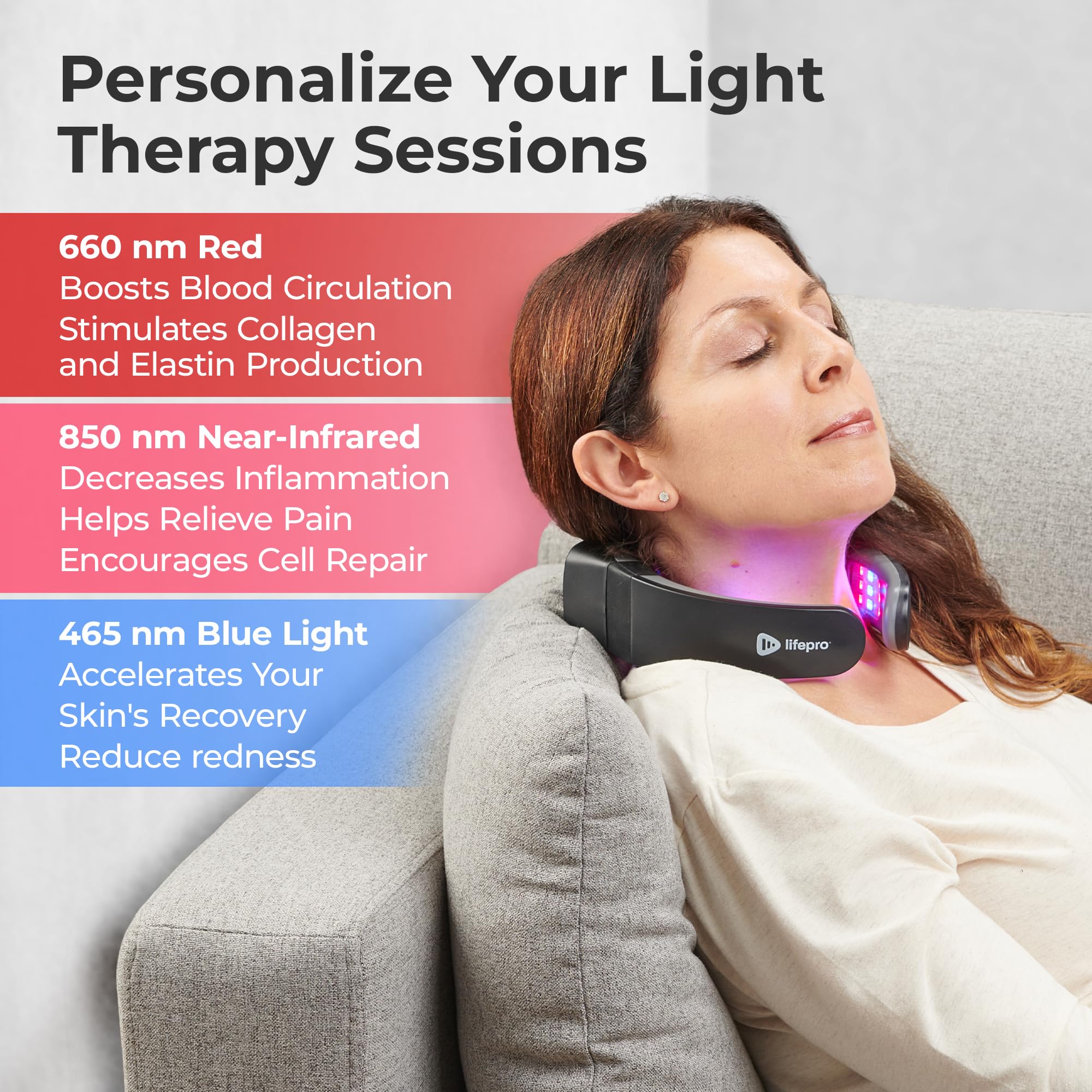 Lifepro Red Light Therapy for Neck - Compact & Rechargeable Red Light Therapy Device- On-The-Go