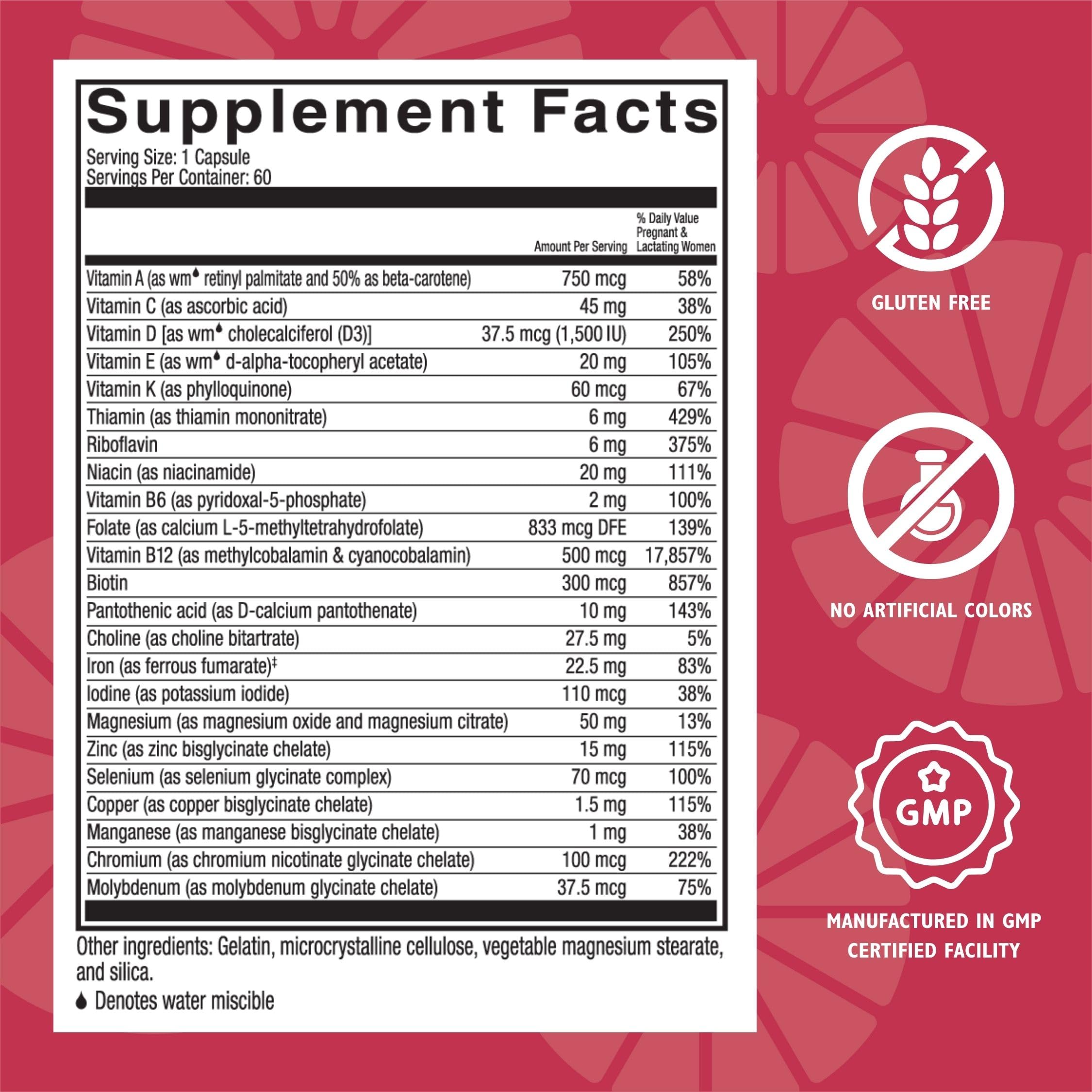 Celebrate Vitamins Bariatric Prenatal Multivitamin Capsules with Folate (Folic Acid), Vitamin A