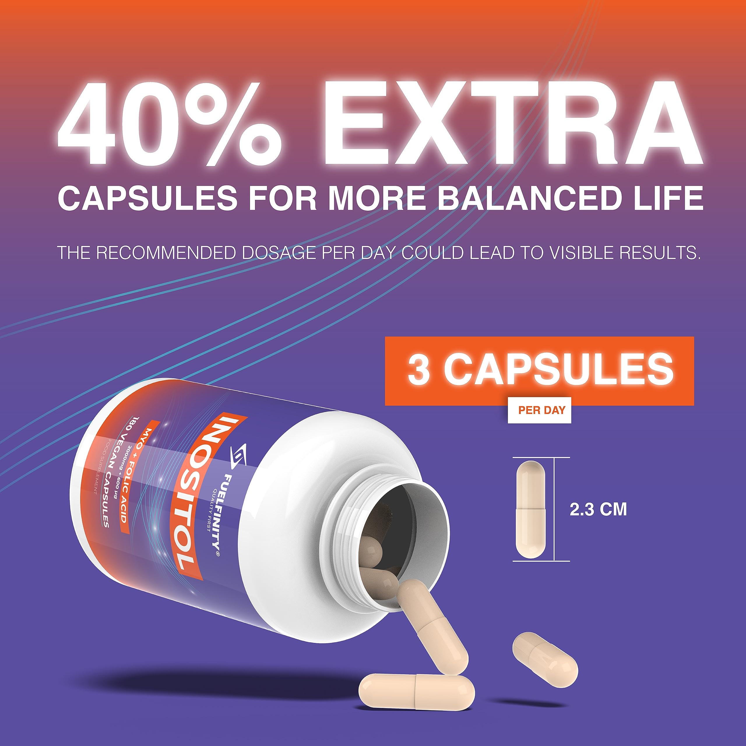 Myo-Inositol & Folic Acid | 2000mg Inositol | 180 Capsules | PCOS and Fertility Supplement