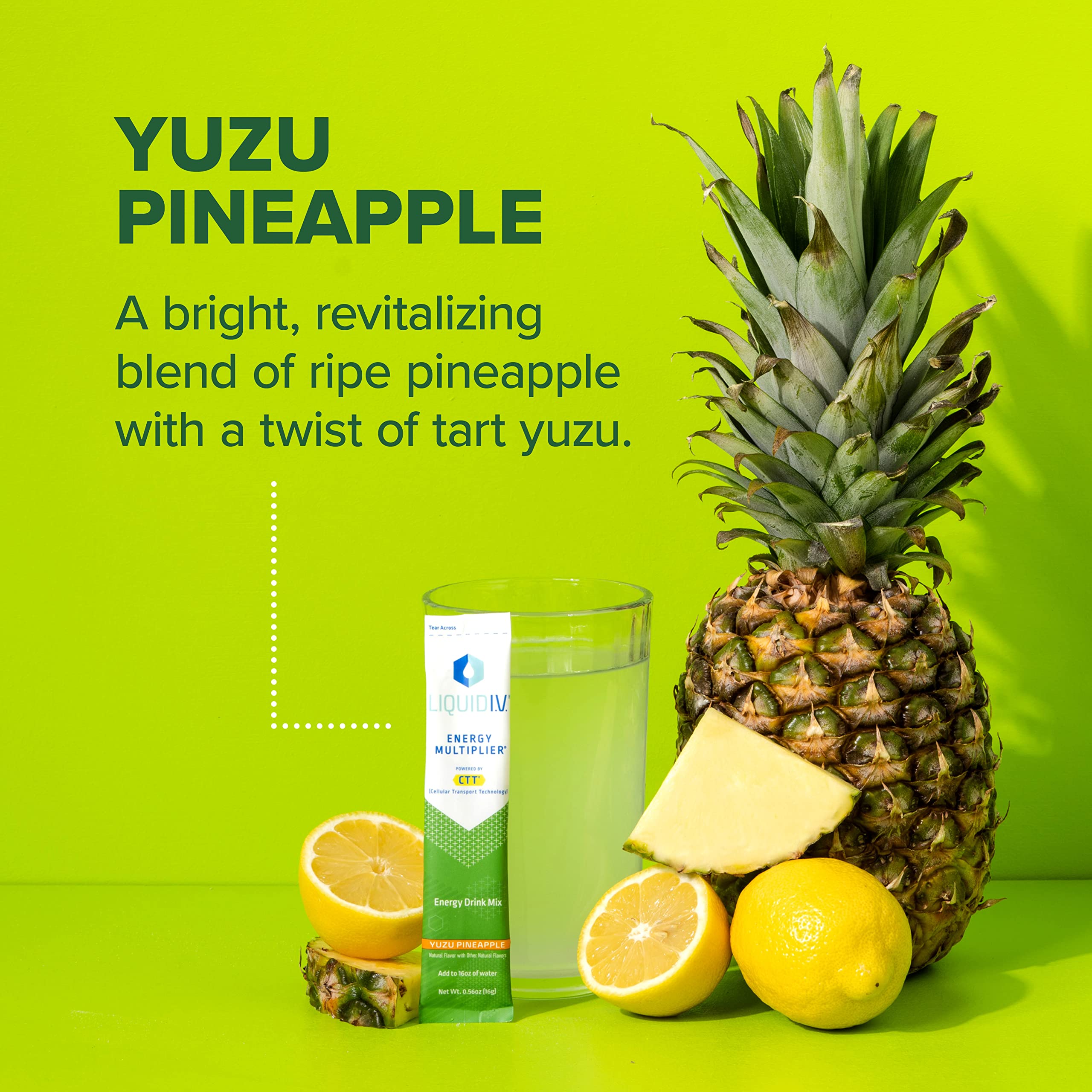 Liquid I.V. Hydration + Energy Multiplier - Yuzu Pineapple - Hydration Powder Packets