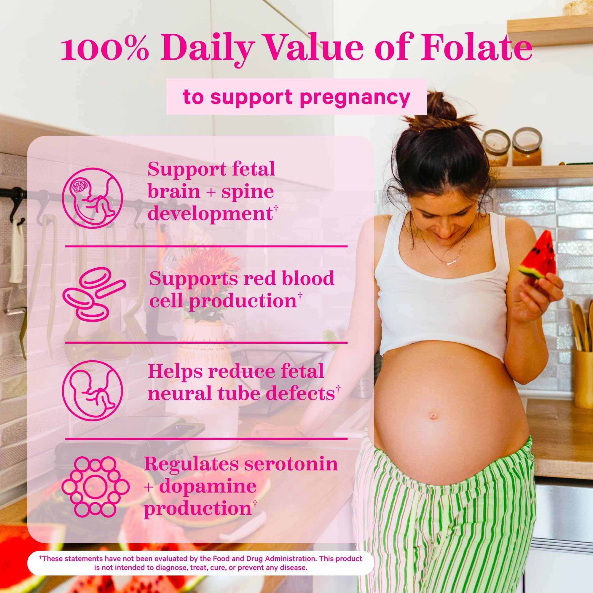 Pink Stork Folate: Methyl Folate - MTHFR Acid, Natural Form of Folic Acid for Pregnancy, Formulated
