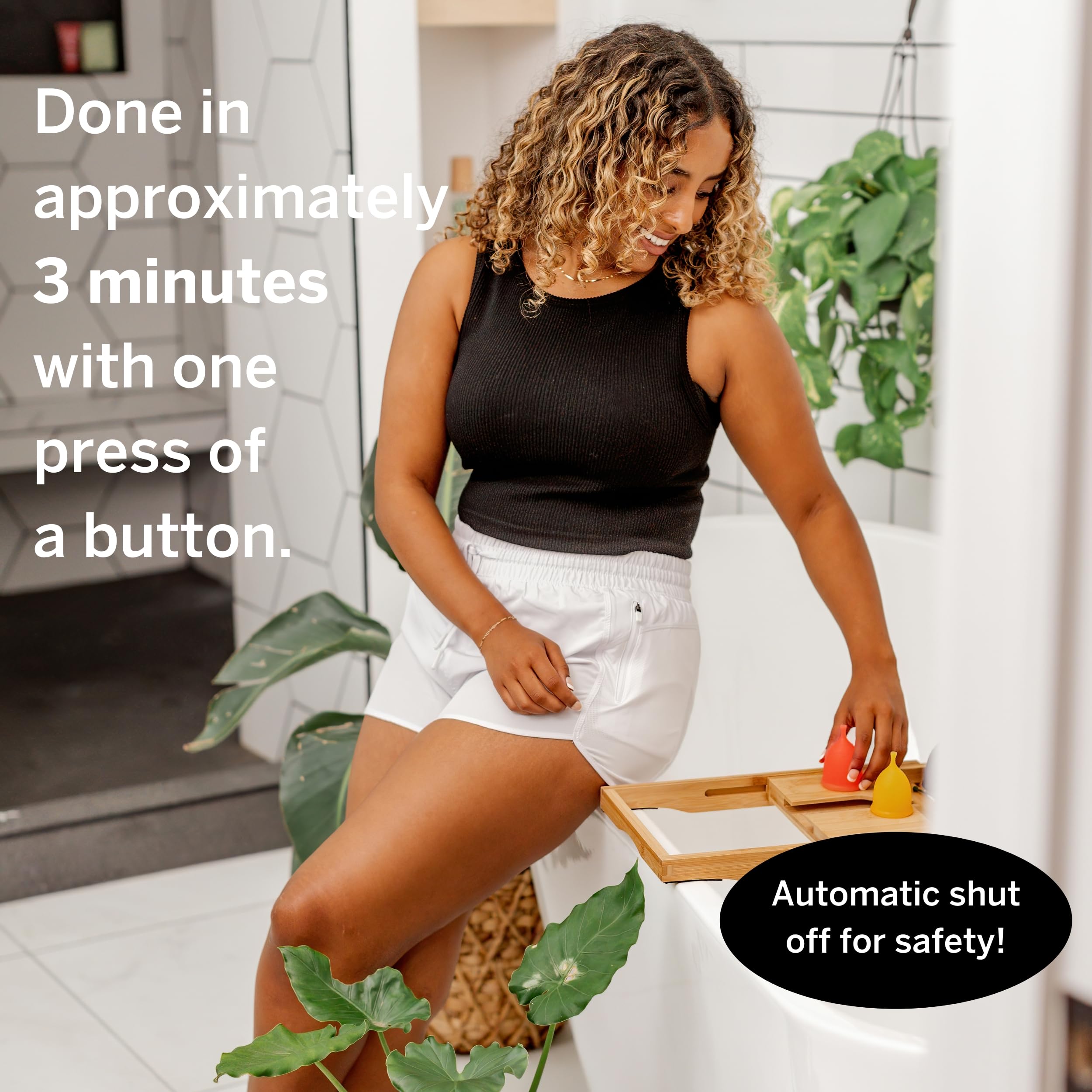 Pixie Menstrual Cup Sterilizer Cleaner Machine - The Only Hinged Lid Steamer & Drying Stand