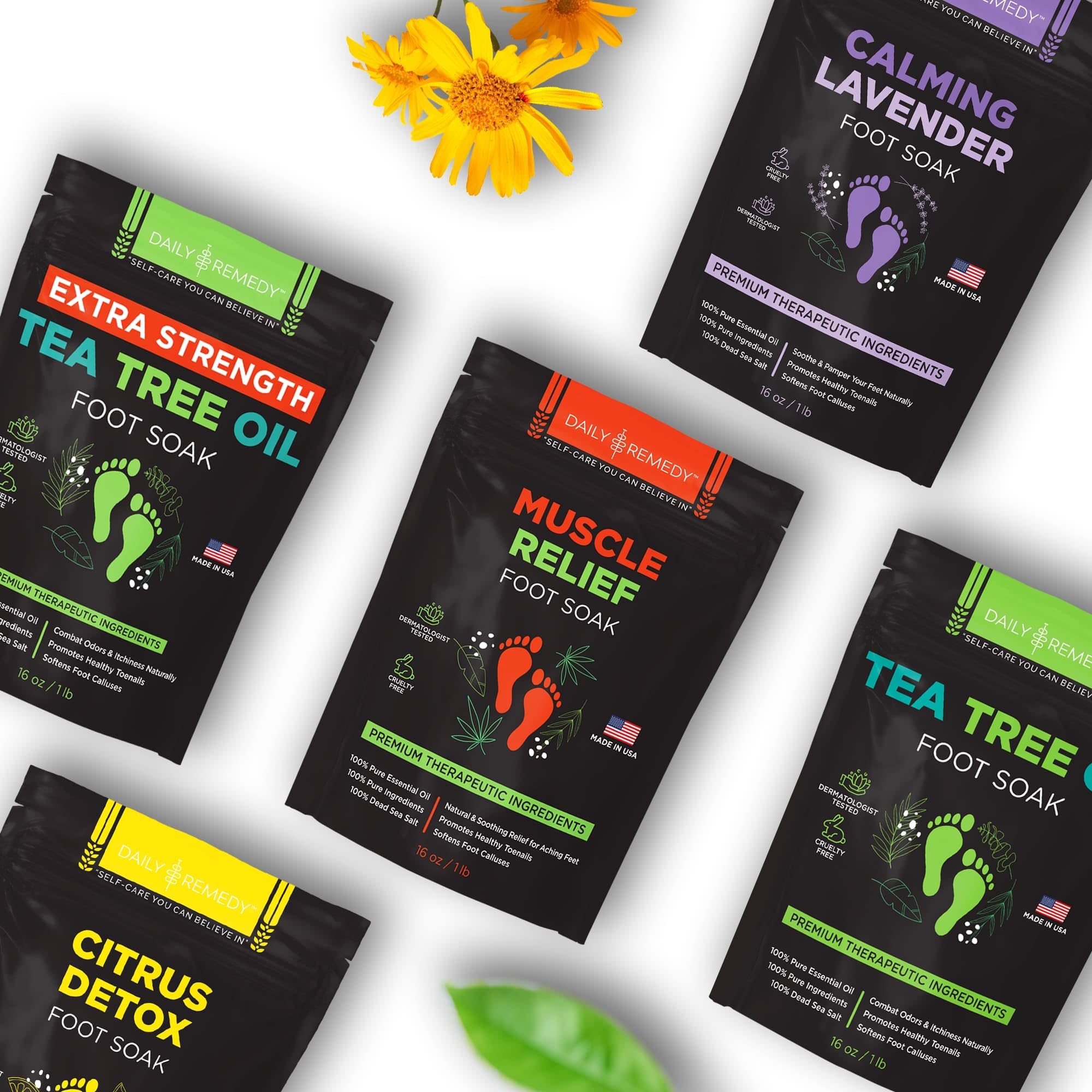 Muscle Relief Foot Soak with Epsom Salt, Made in USA, Soothe Foot Aches, Muscle Pain