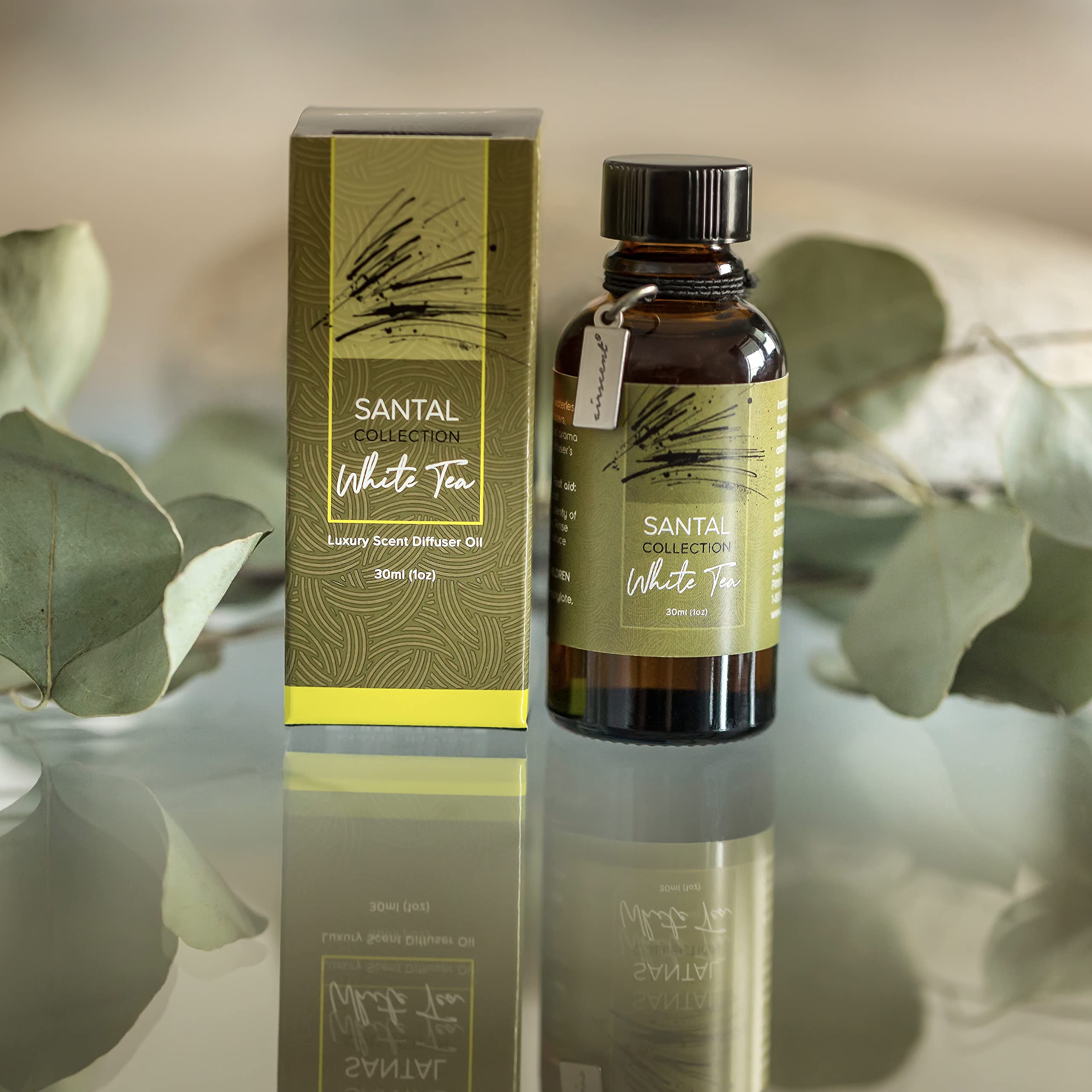 Santal White Tea Diffuser Oil - Air-Scent Aroma and Essential Oil Blend for Aromatherapy Diffusers - 30 Milliliter