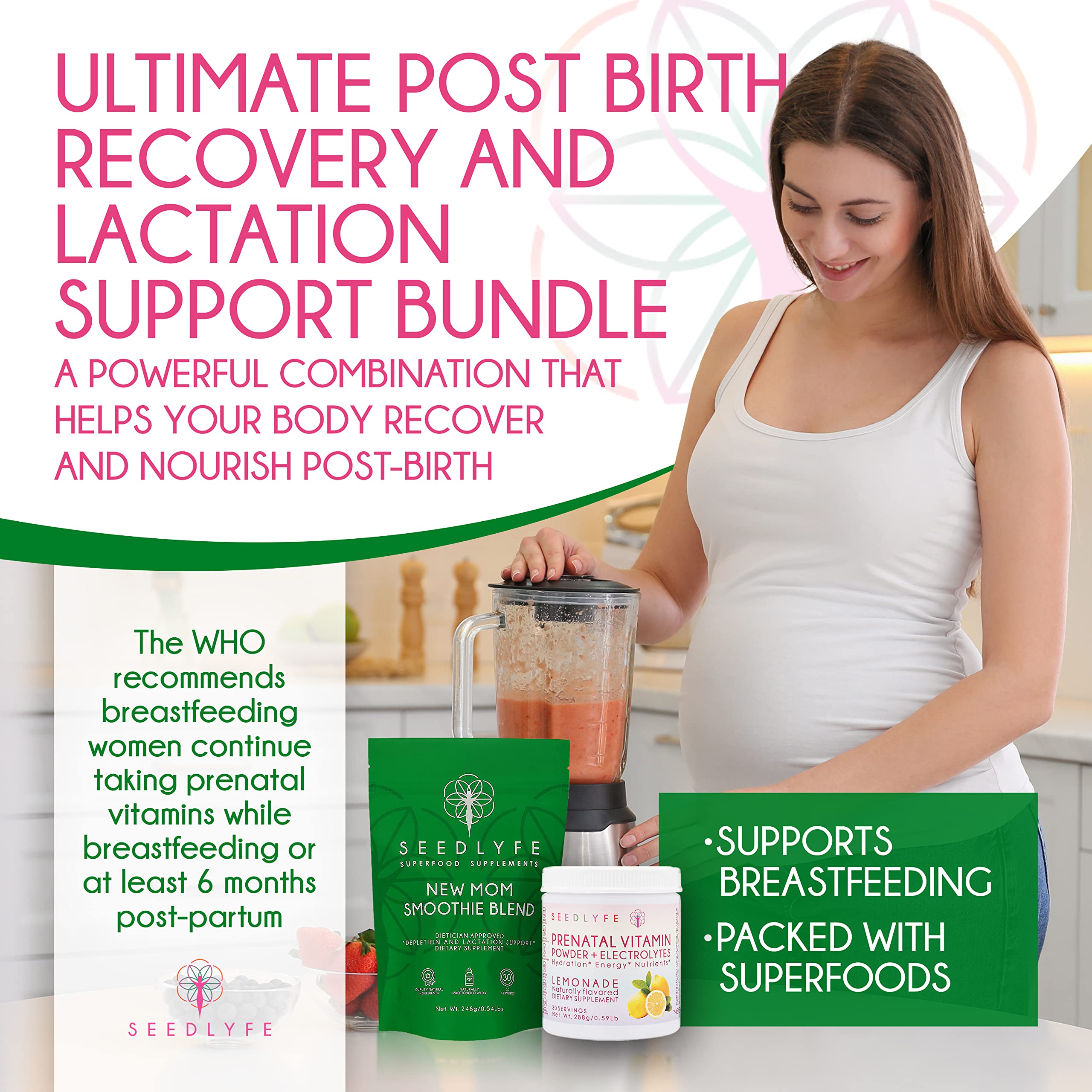 seedlyfe New Mother Postnatal Supplement Care Bundle - Lactation Superfood Smoothie