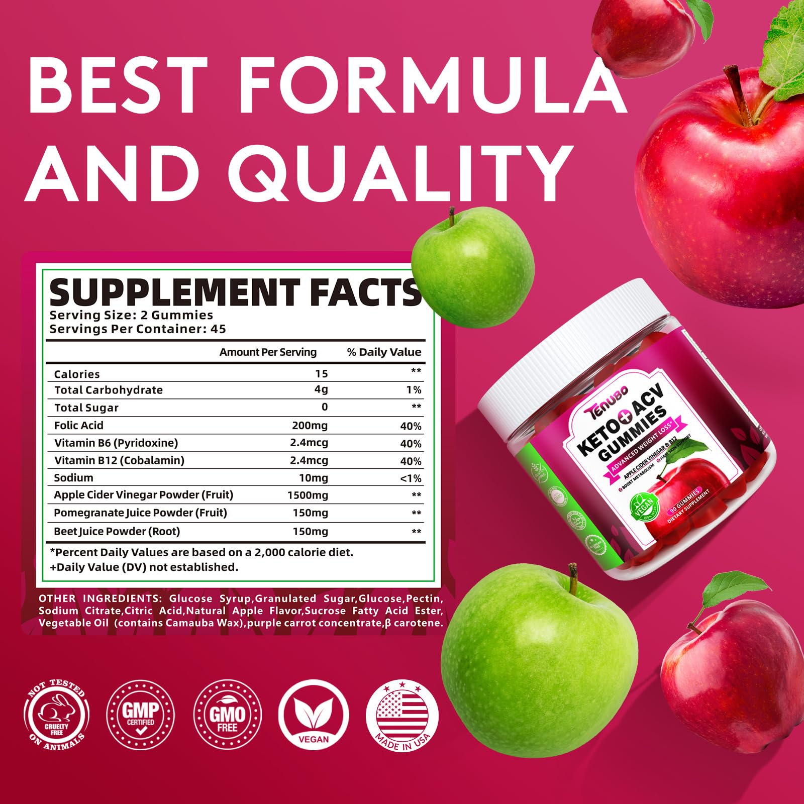 Tenubo Keto ACV Gummies Advanced Weight Loss - 90 Count Speedy Keto Acv