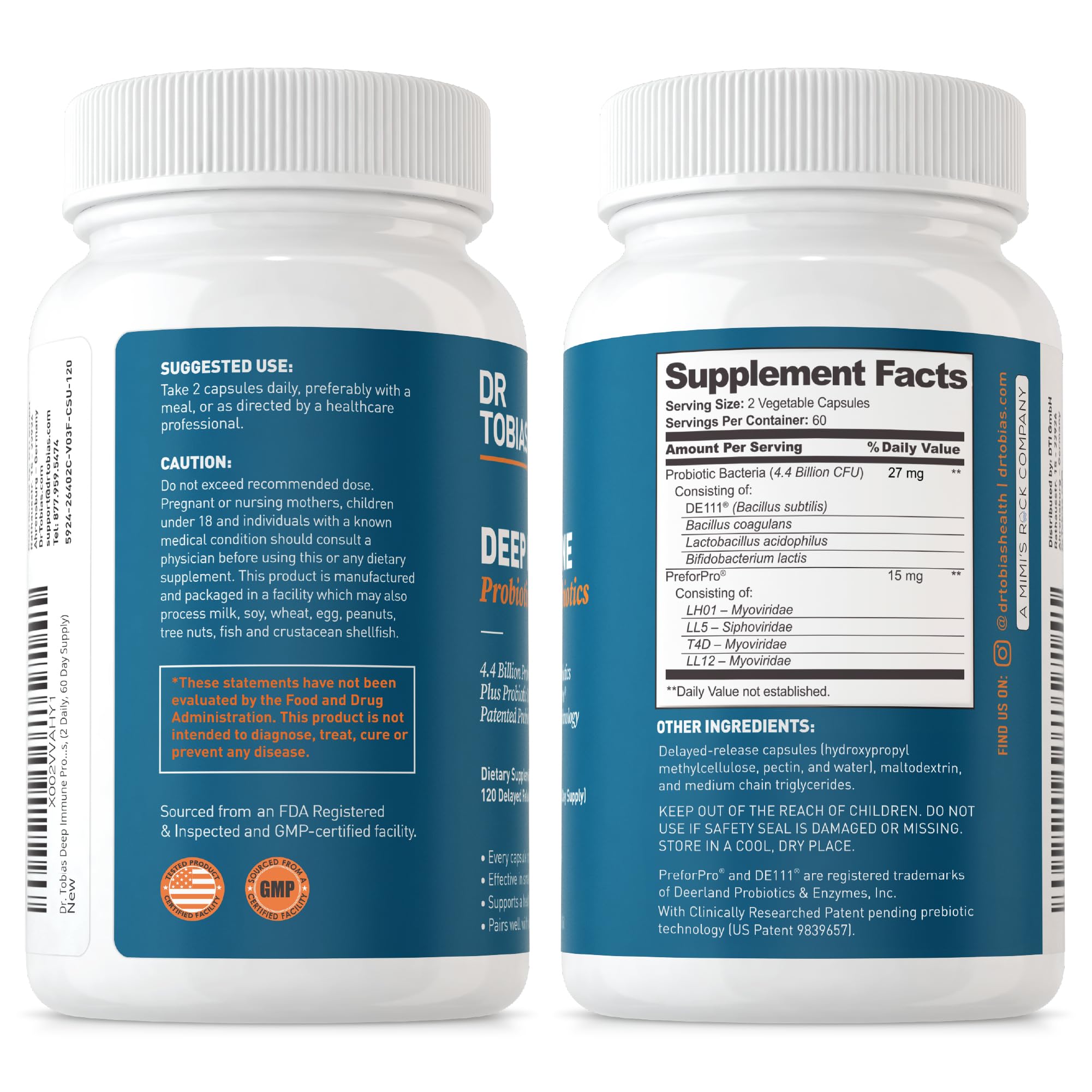 Dr. Tobias Deep Immune Probiotics & Prebiotics, 4.4 Billion CFU Probiotics for Women