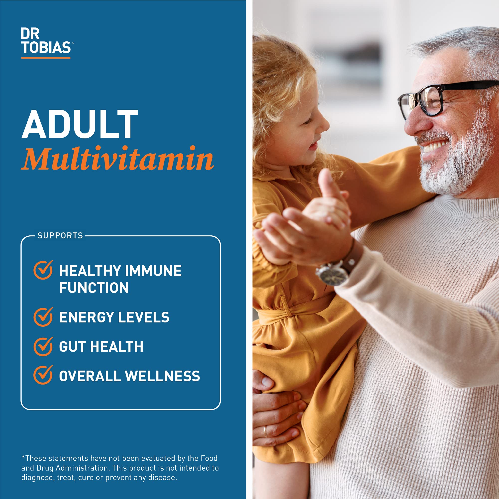 Dr. Tobias Adult Multivitamin for Women & Men, Energy & Immune Support from 42 Fruits