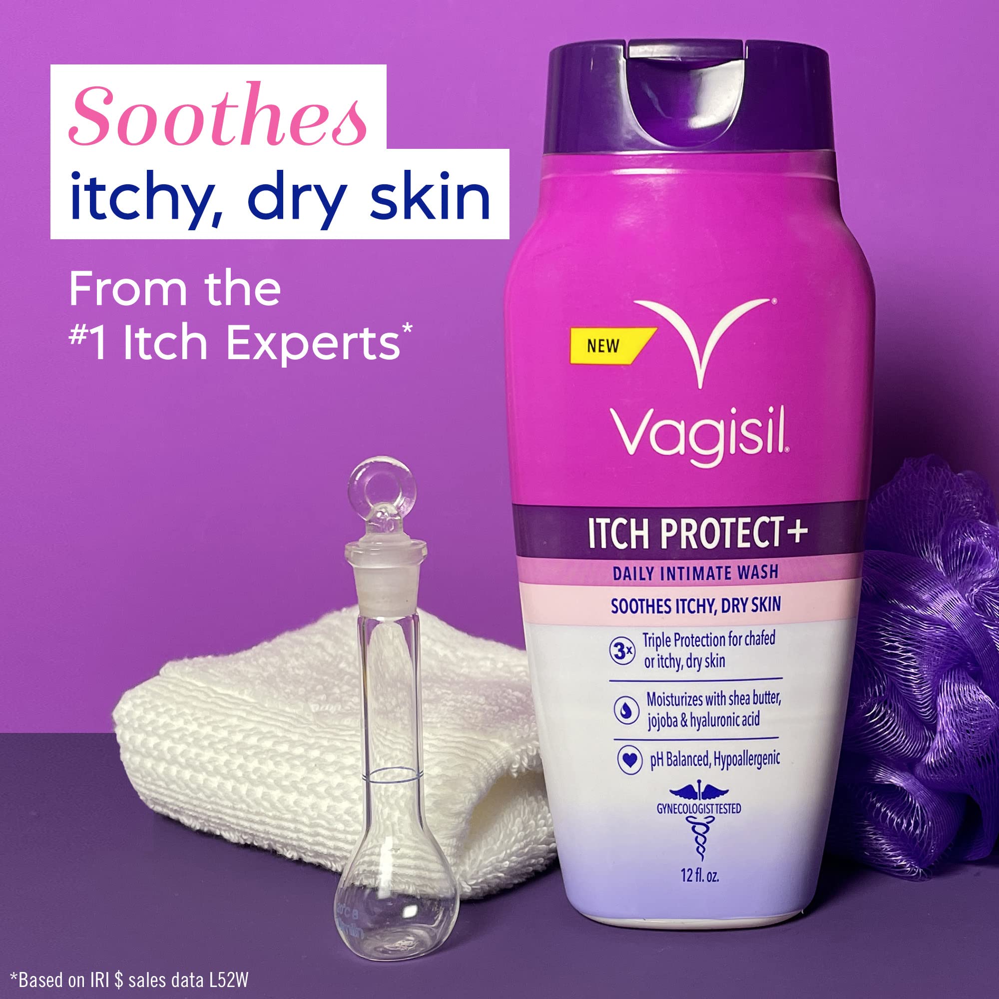Vagisil Feminine Wash for Intimate Area Hygiene and Itchy, Dry Skin, Itch Protect+ Crème Wash