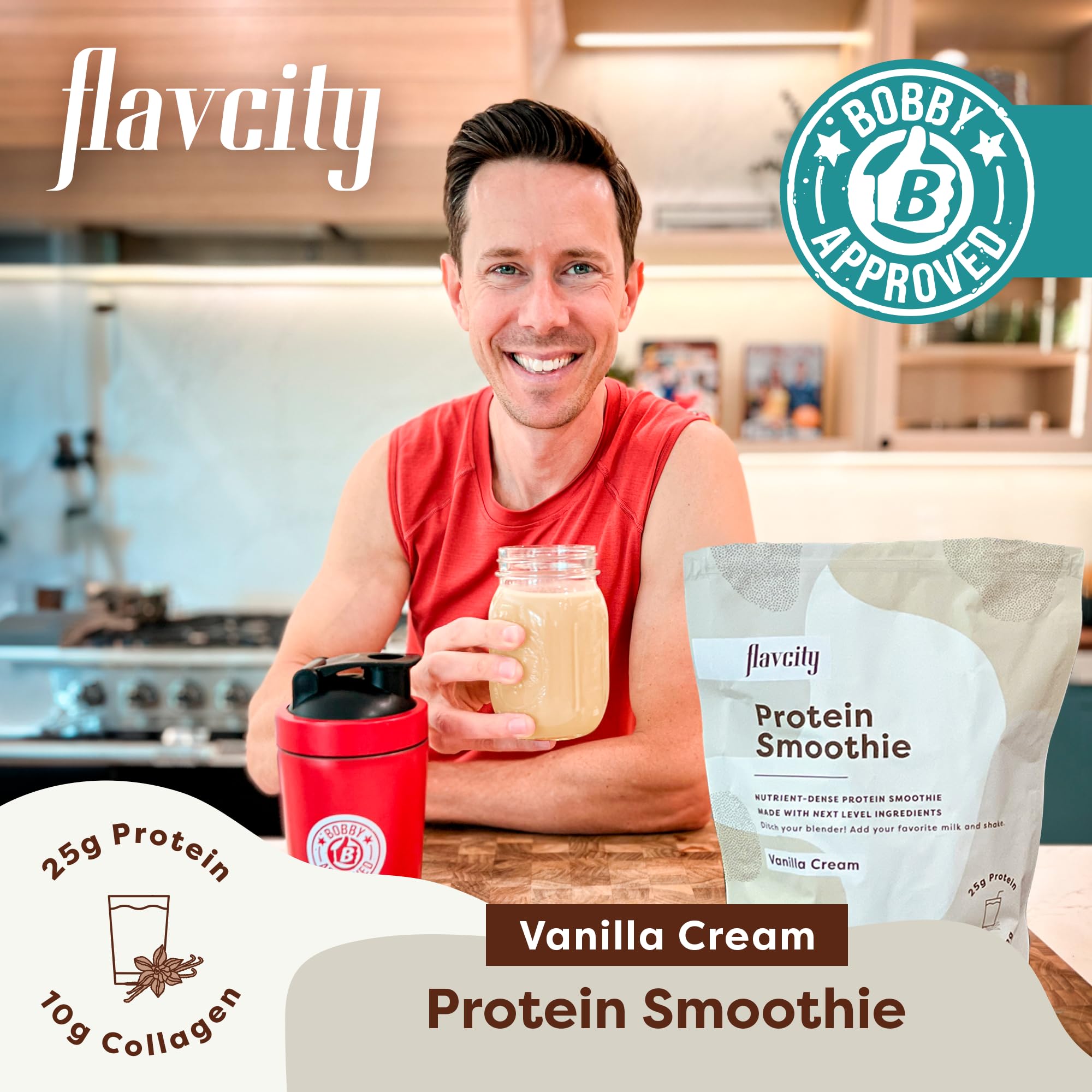 FlavCity Protein Powder Smoothie, Vanilla - 100% Grass-Fed Whey Protein