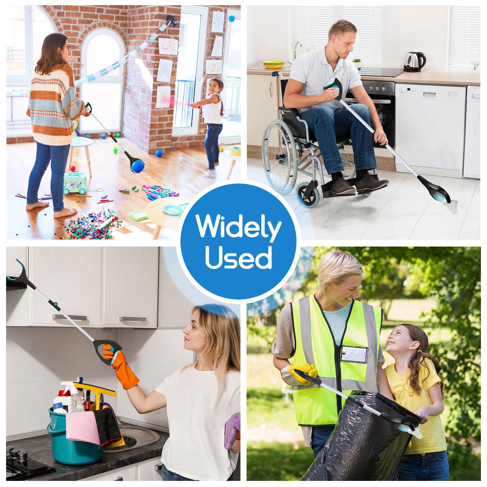 Grabber Reacher Tool, 32" Pick Up Stick Grabber with LED for Elderly and Lightweight Trash Picker