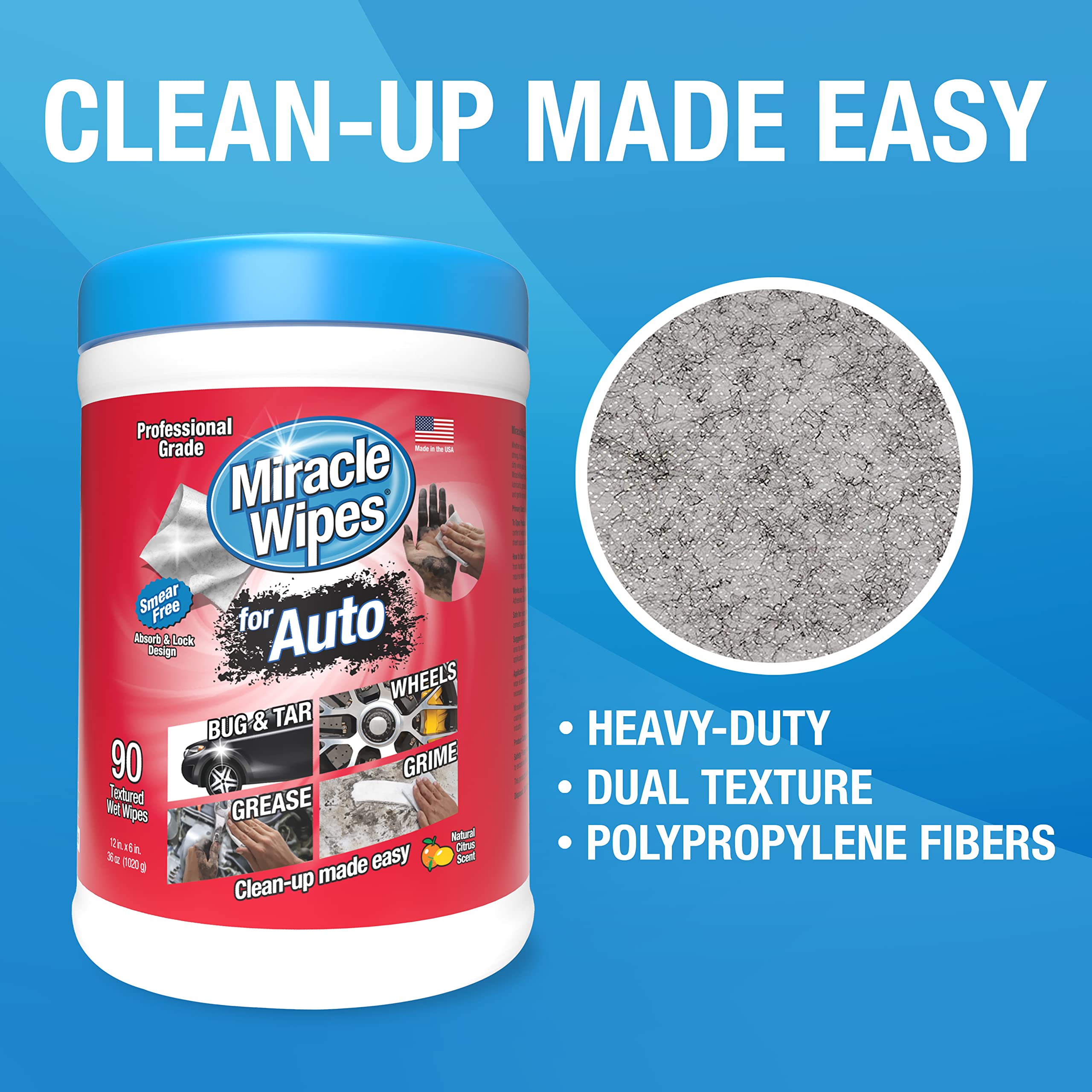 MiracleWipes for Automotive, All Purpose Cleaning Wipes for Hands, Auto Interior, Exterior