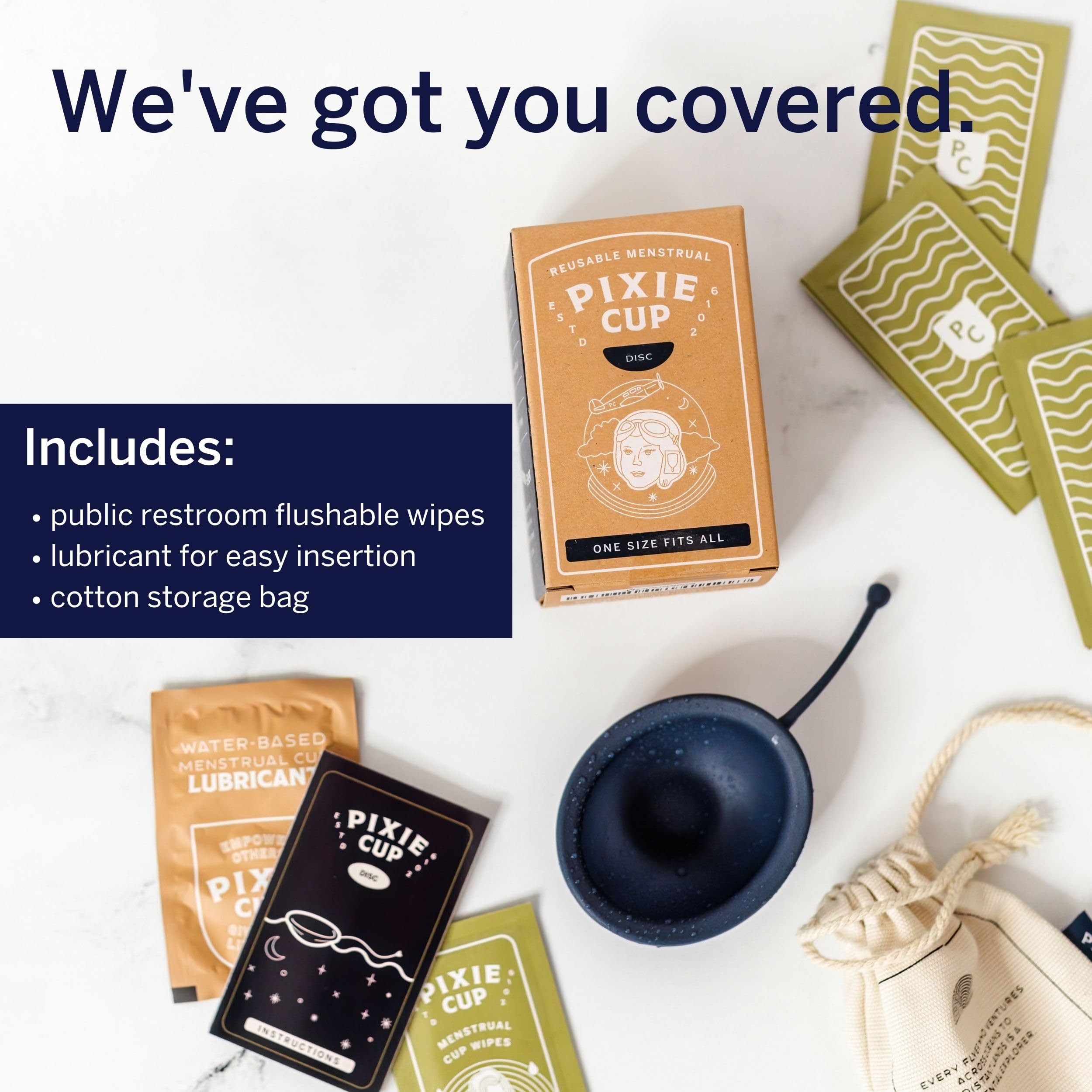 Pixie Soft Menstrual Disc - Ranked 1 for Most Soft Reusable Period Disc - Removable Stem