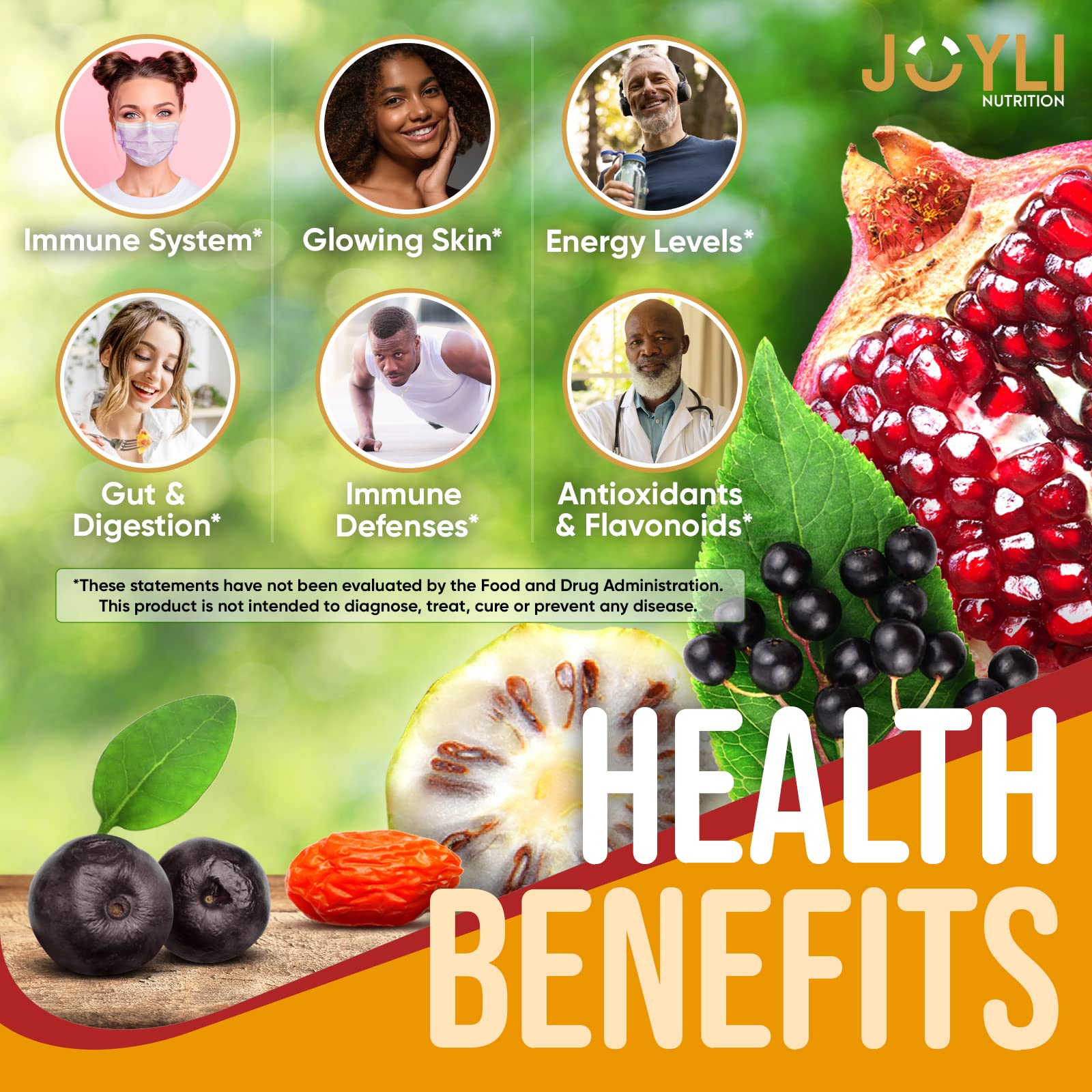 Joyli Superfruit Gummies - Sugar-Free Fruit Multivitamin Gummies for Adults - Natural
