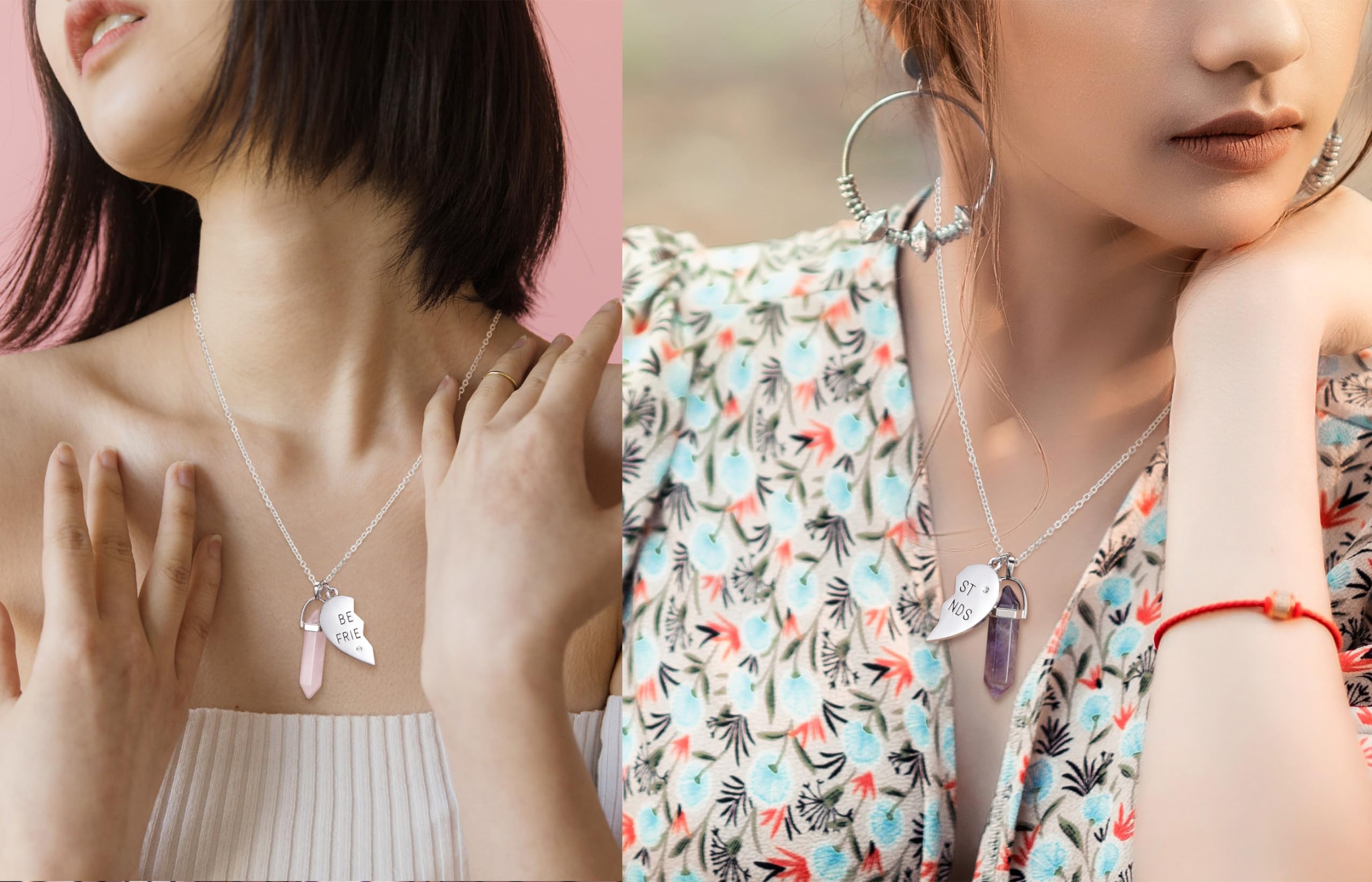 PESOENTH Best Friend Necklace for 2 Girls Gifts- BFF Friendship Necklaces Women Matching
