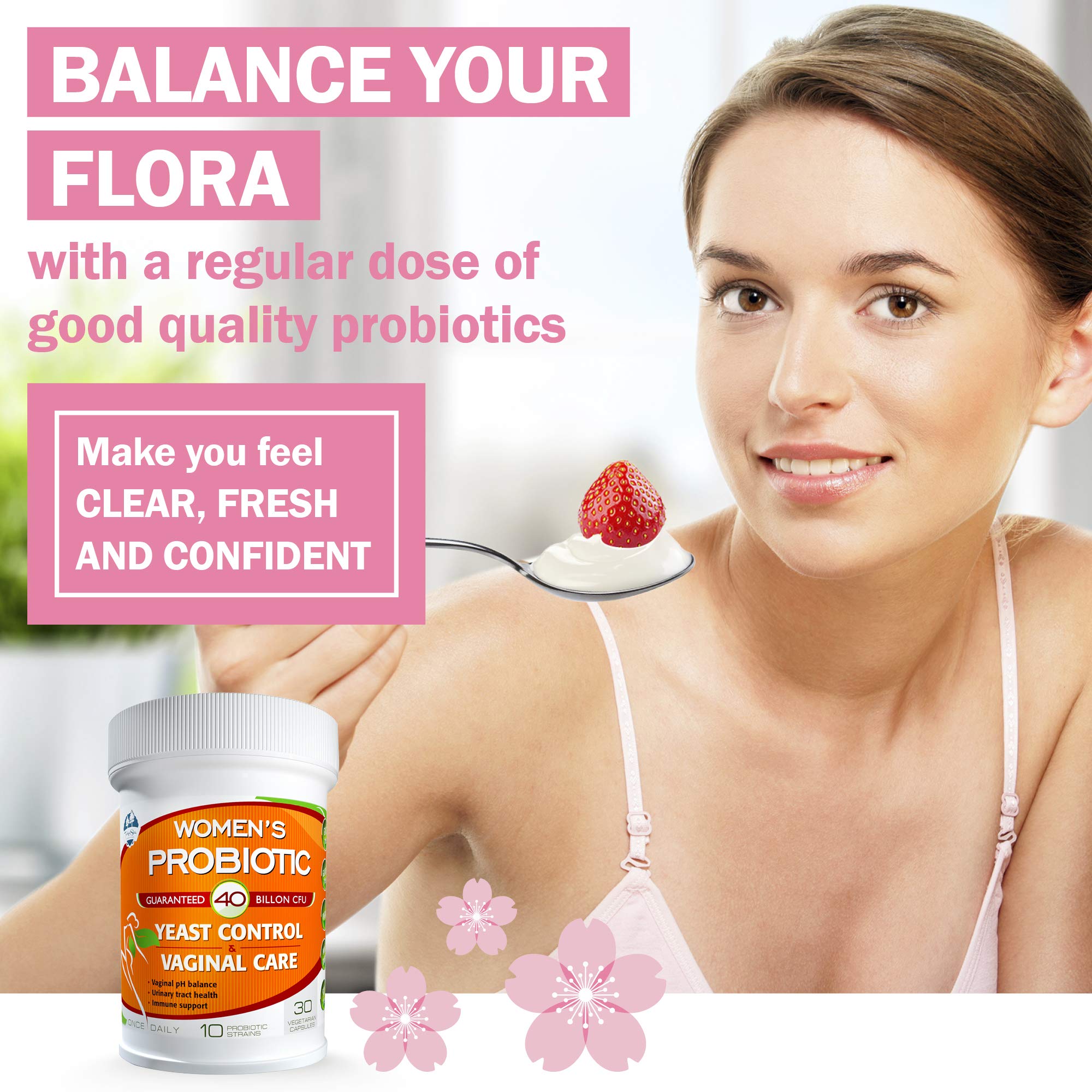 TAIGASEA Probiotics for Women, 40 Billion CFU, 10 Strains for Yeast Control, Vaginal and Urinary Tract Health