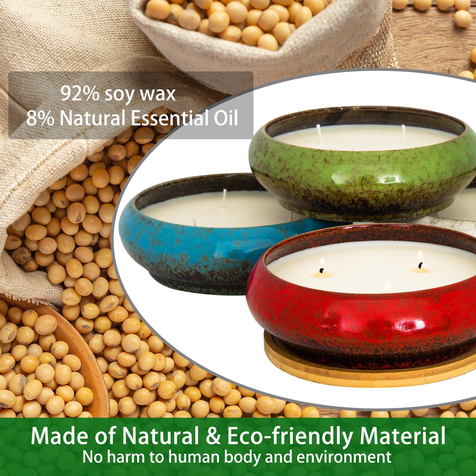 Scented Candles, 3 Wicks Large Rose Candles for Home Scented, 17 oz Aromatherapy Candle Gifts