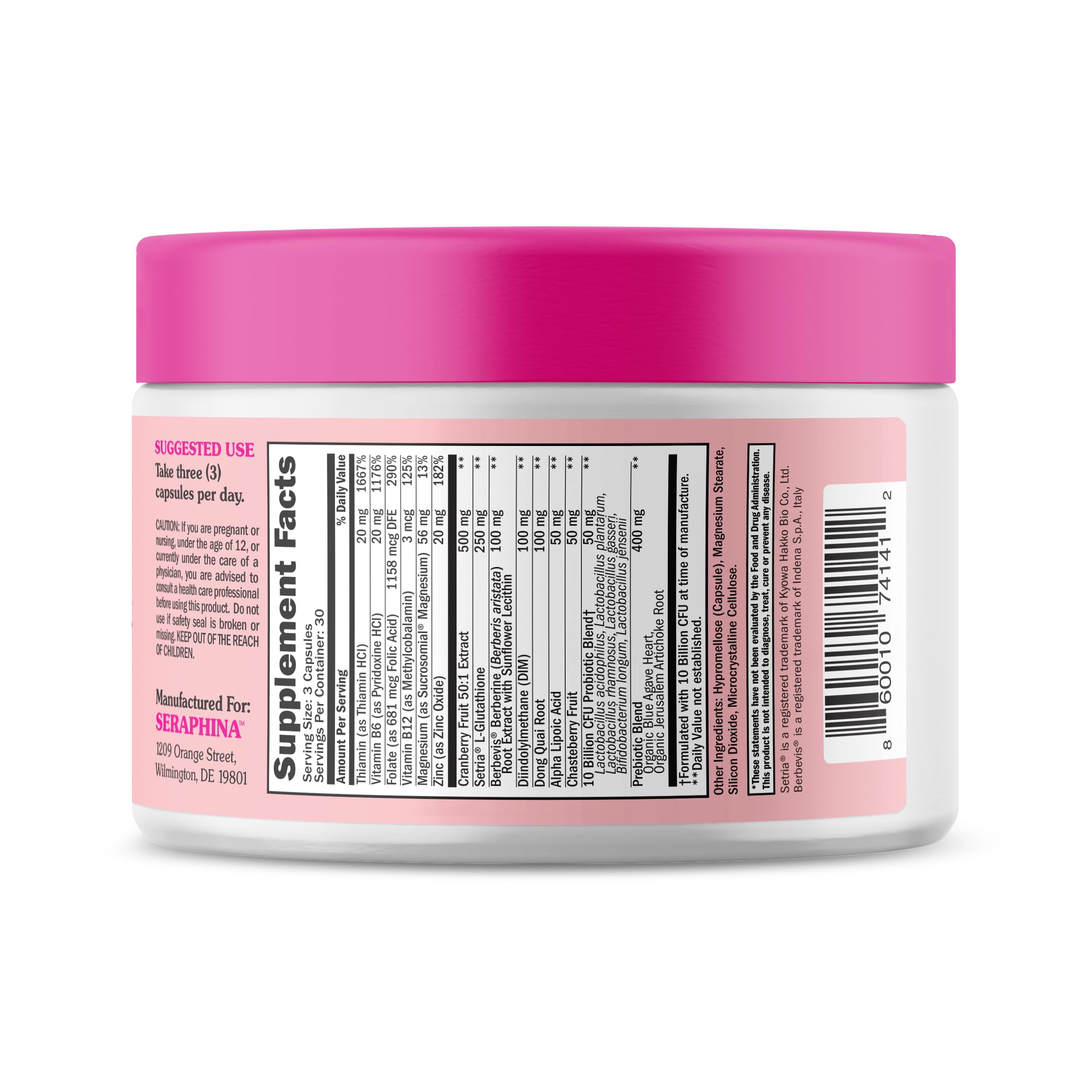 Seraphina 2-in-1 Vaginal Probiotics for Women + Hormone Balance - 90 Capsules for Complete Feminine