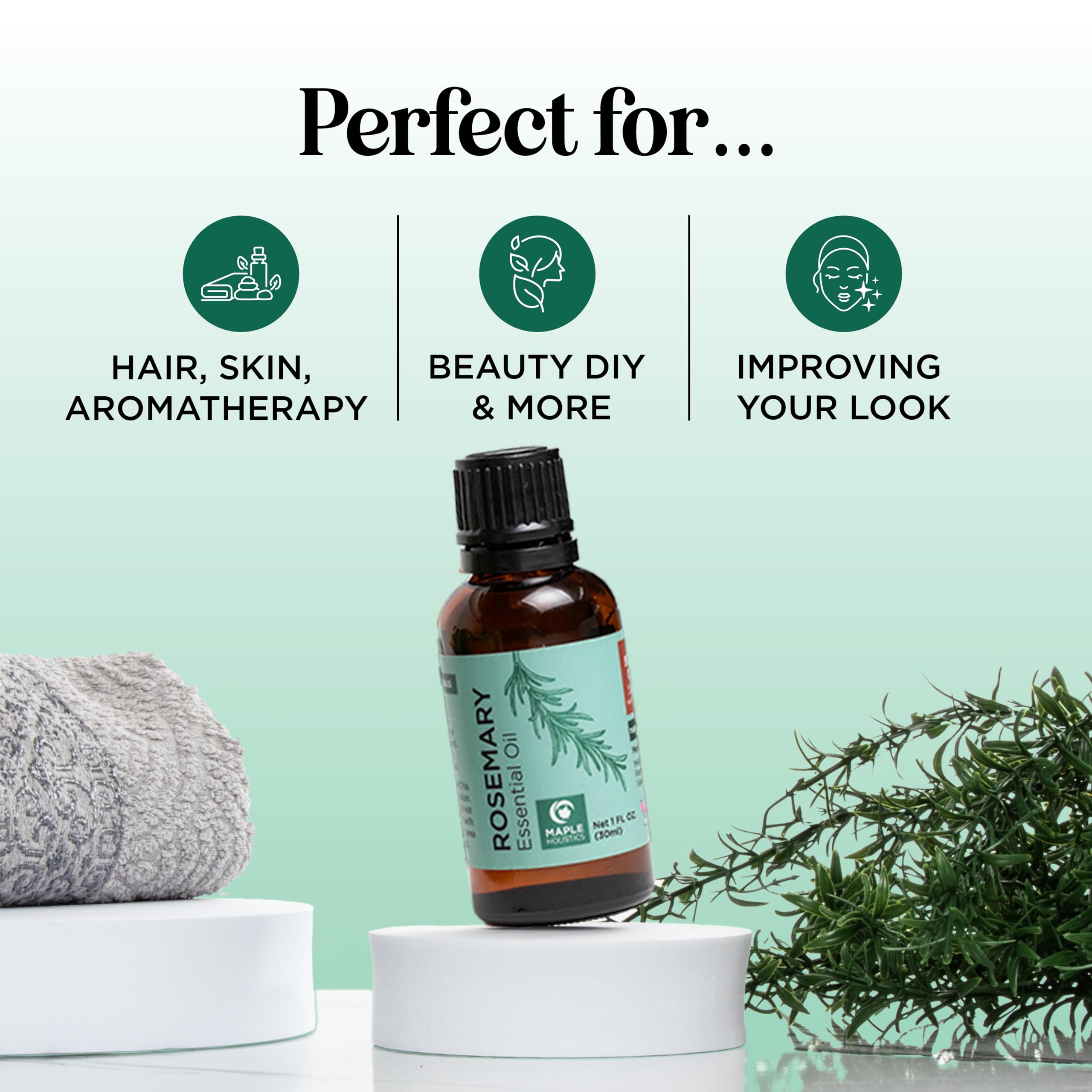 Pure Rosemary Essential Oil for Aromatherapy - Pure Rosemary Oil for Hair Skin and Nails