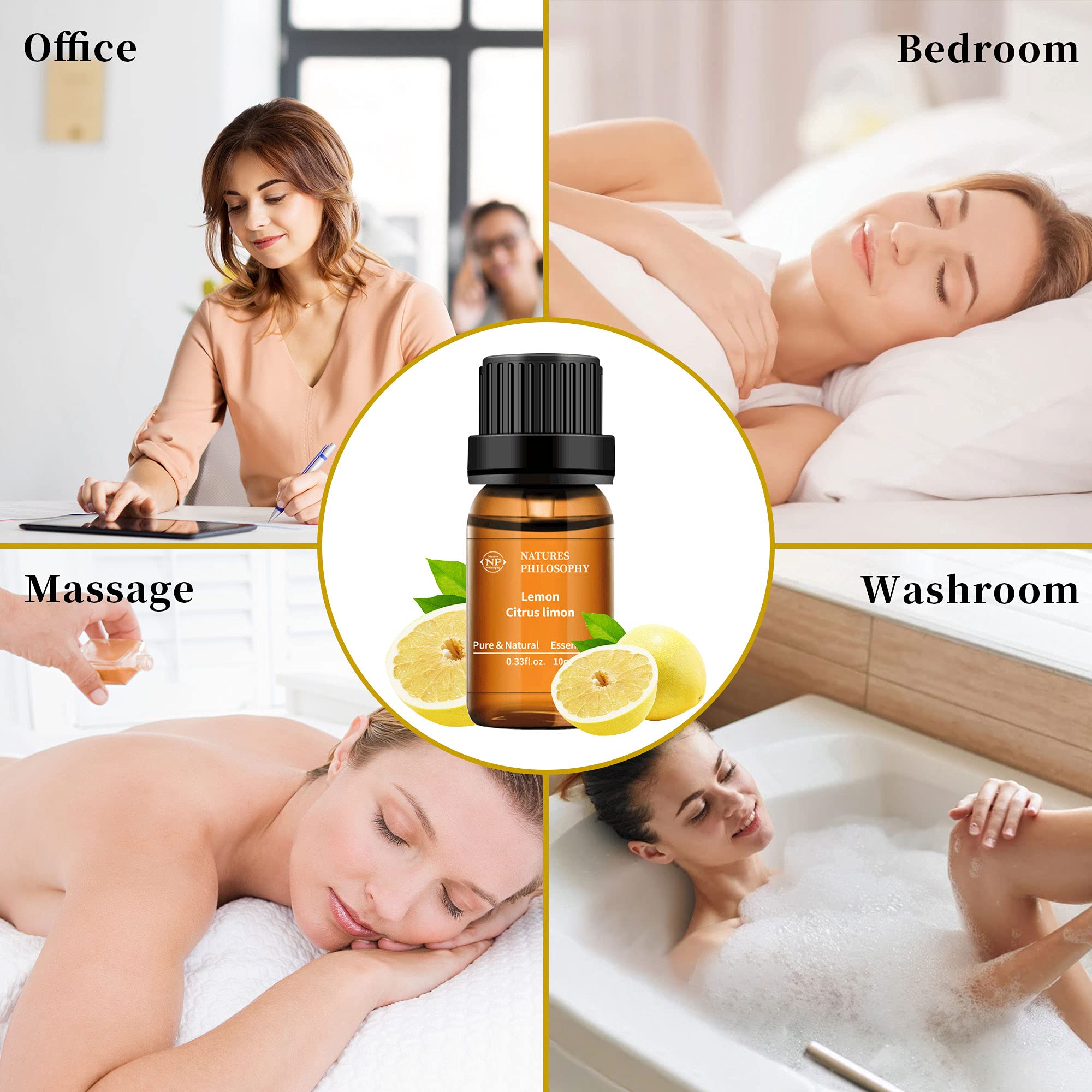 Lemon Essential Oil,100% Pure Organic Essential Oils for Aromatherapy, Diffuser, Massage, Soap Making