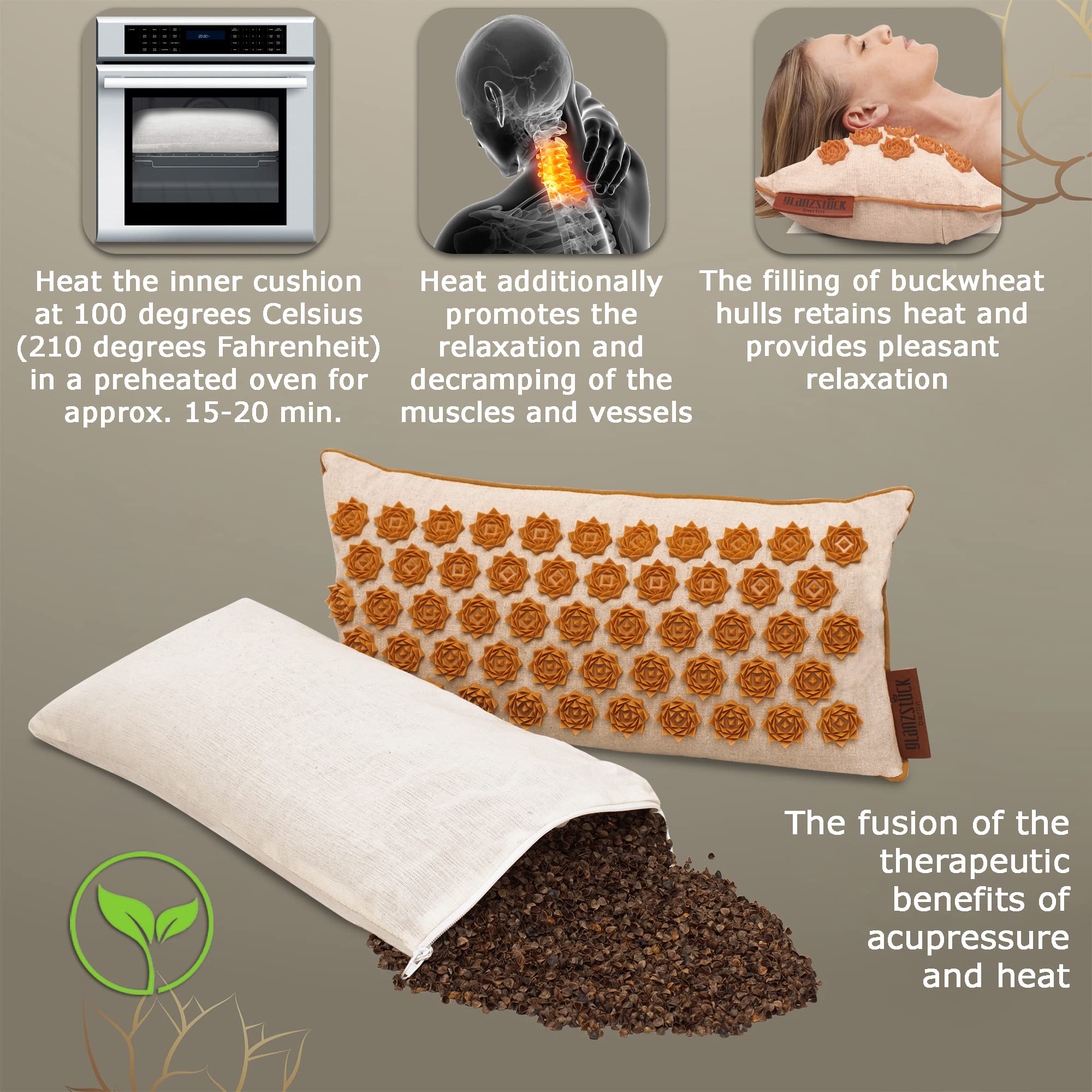 Glanzstück Berlin® Health Collection XXL Acupressure Mat Set for Full Body for Tension Headaches