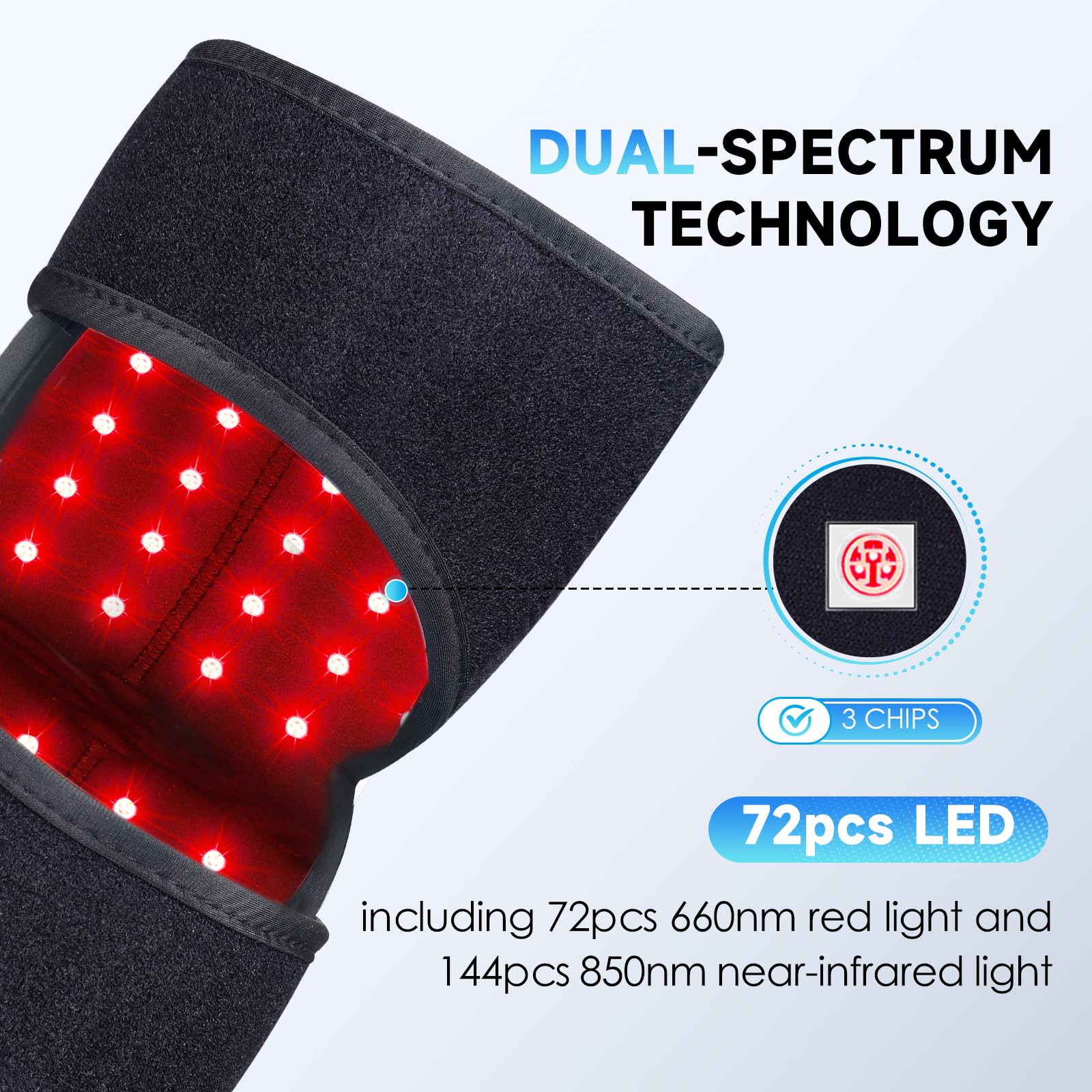 Red Light Therapy Knee Brace: Pain Relief Infrared Heating Pad 72 LED Heat Lamp Pain Relief